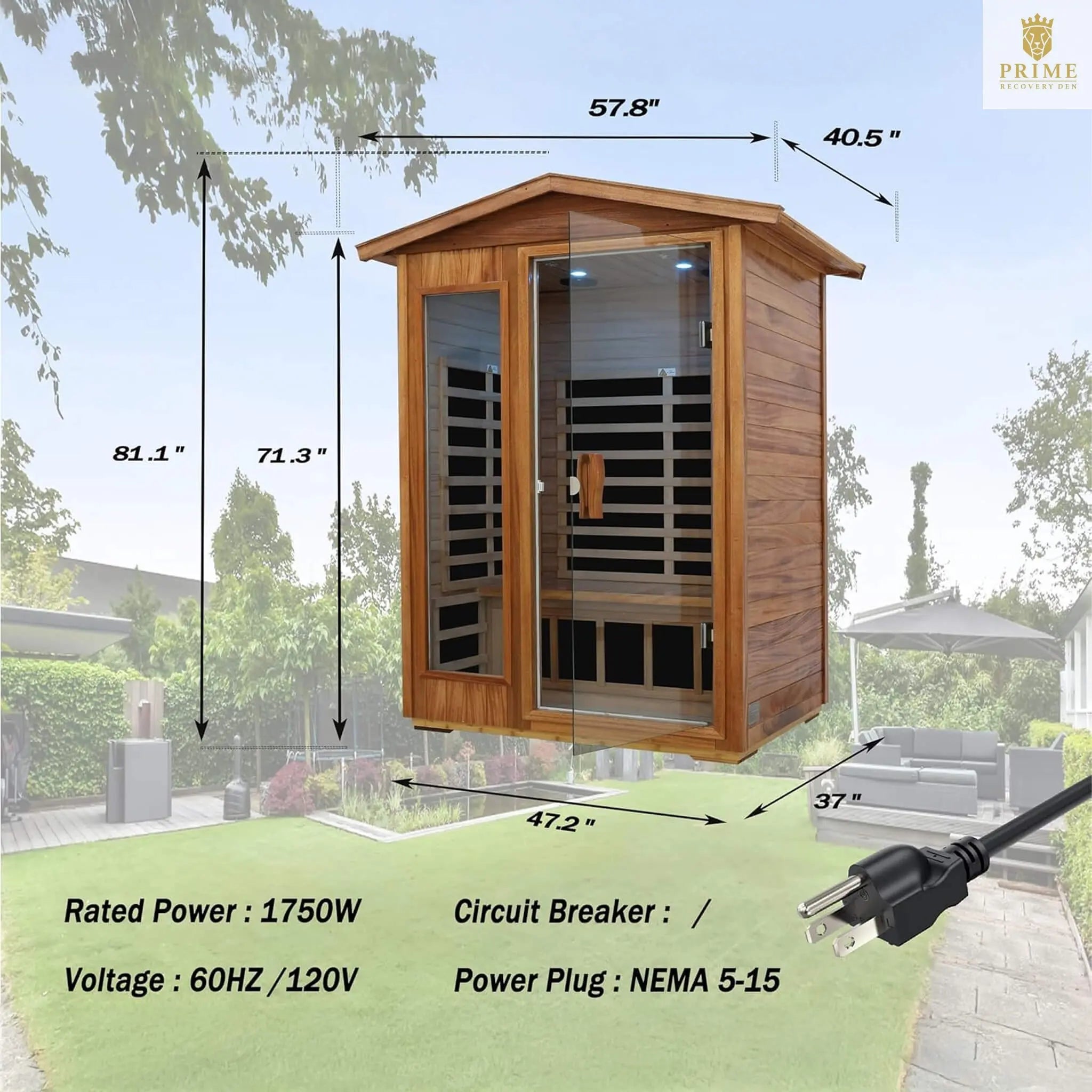 Thermora Ignis 2-Person Ultra-Low EMF Mahogany Outdoor Infrared Sauna With Bluetooth Speakers (SAK43021) SAKSBY WHOLESALE