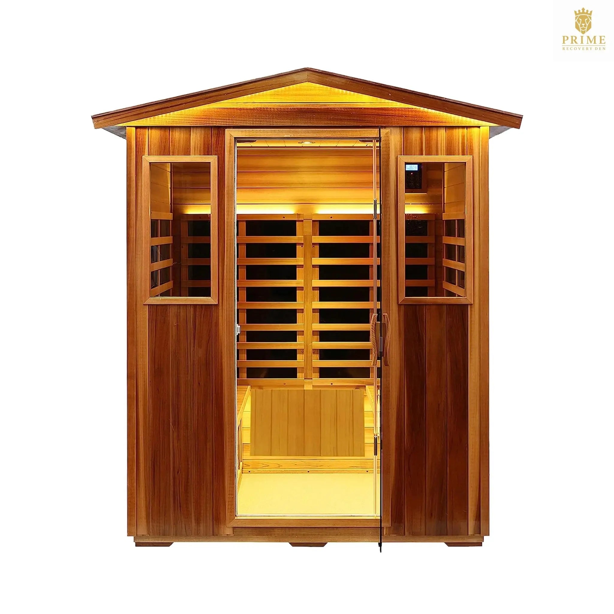 Thermora Kairo 4-Person Outdoor Infrared Hemlock Sauna With Tempered Glass Door (SAK82140) SAKSBY WHOLESALE