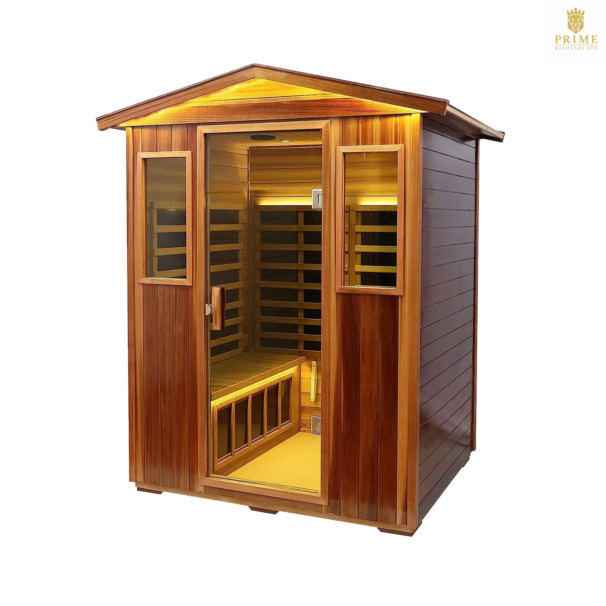 Thermora Kairo 4-Person Outdoor Infrared Hemlock Sauna With Tempered Glass Door (SAK82140) SAKSBY WHOLESALE