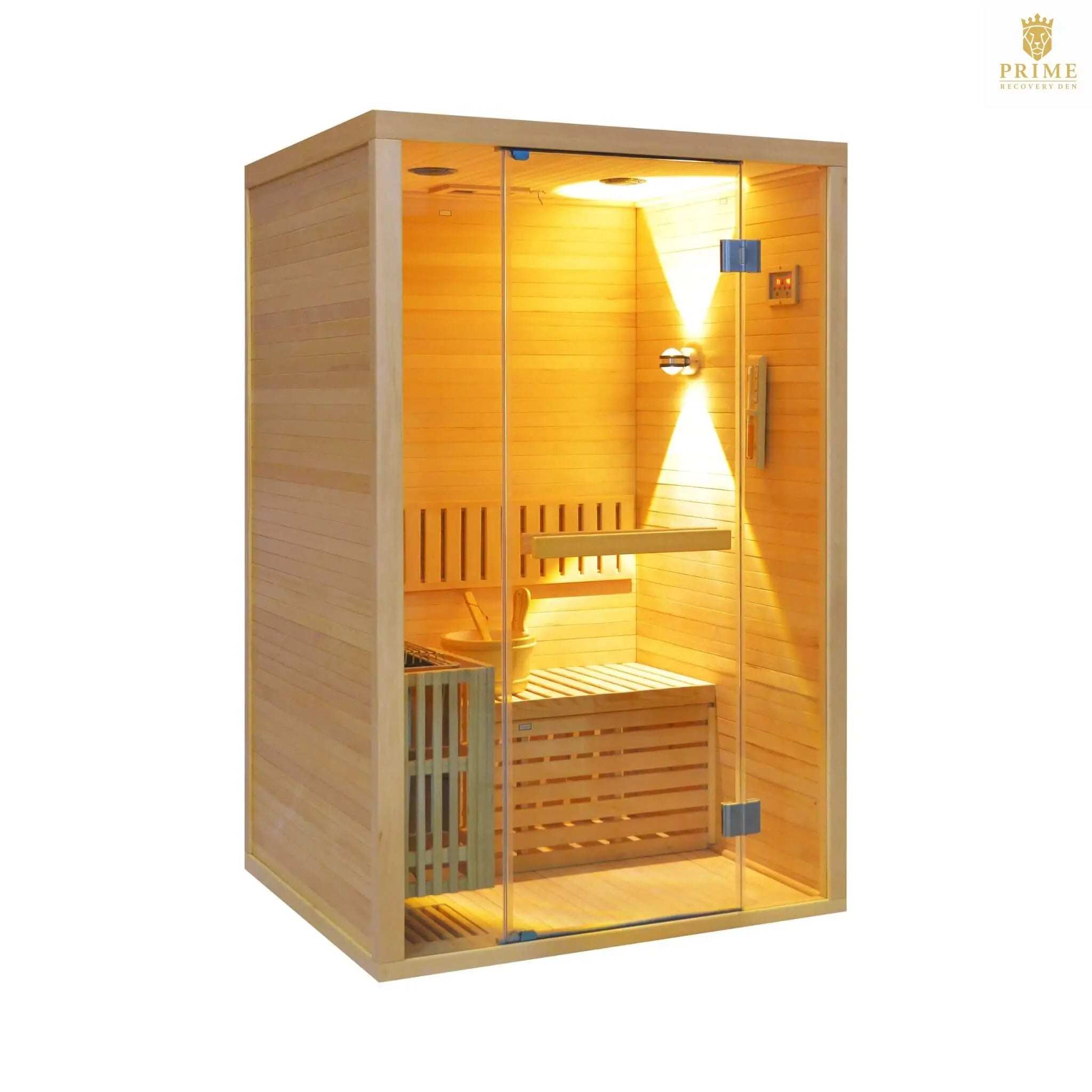 Thermora Alpine Premium 2-Person 3KW Hemlock Wood Sauna With LED Wall Light (SAK28471) SAKSBY WHOLESALE