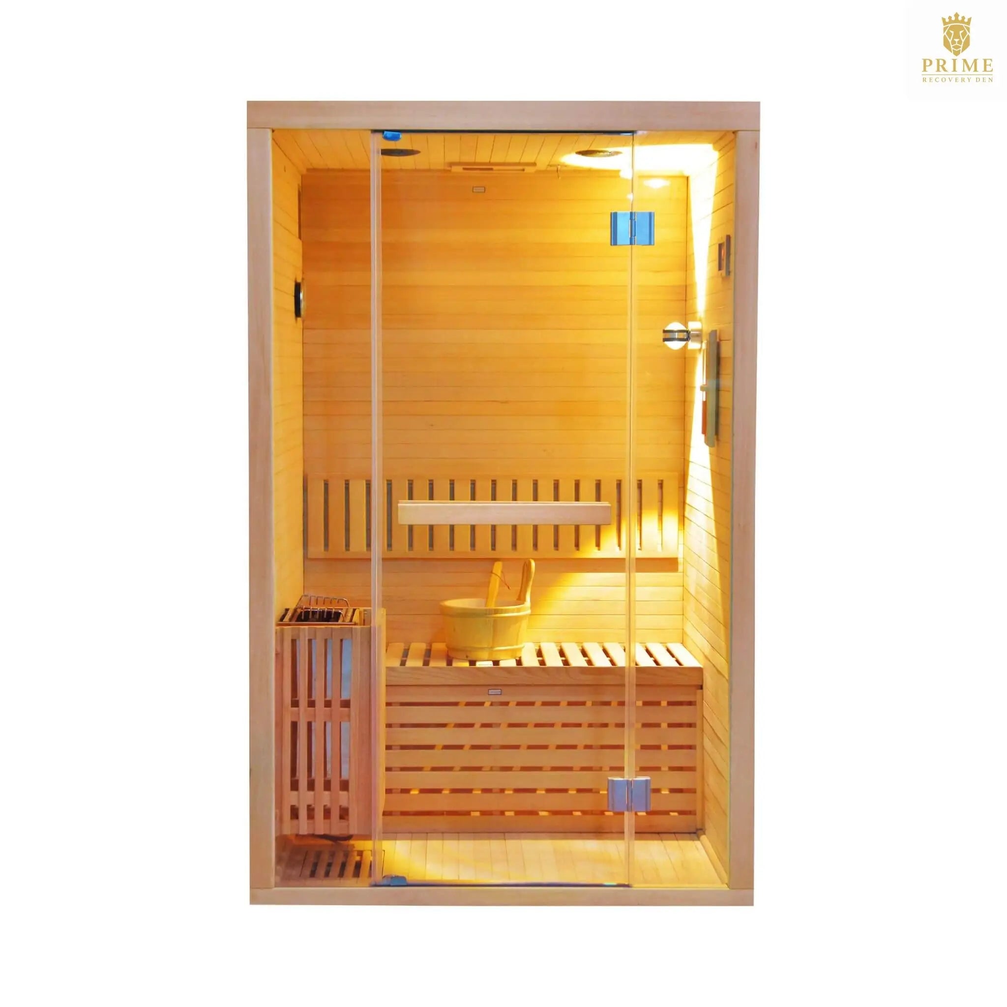 Thermora Alpine Premium 2-Person 3KW Hemlock Wood Sauna With LED Wall Light (SAK28471) SAKSBY WHOLESALE
