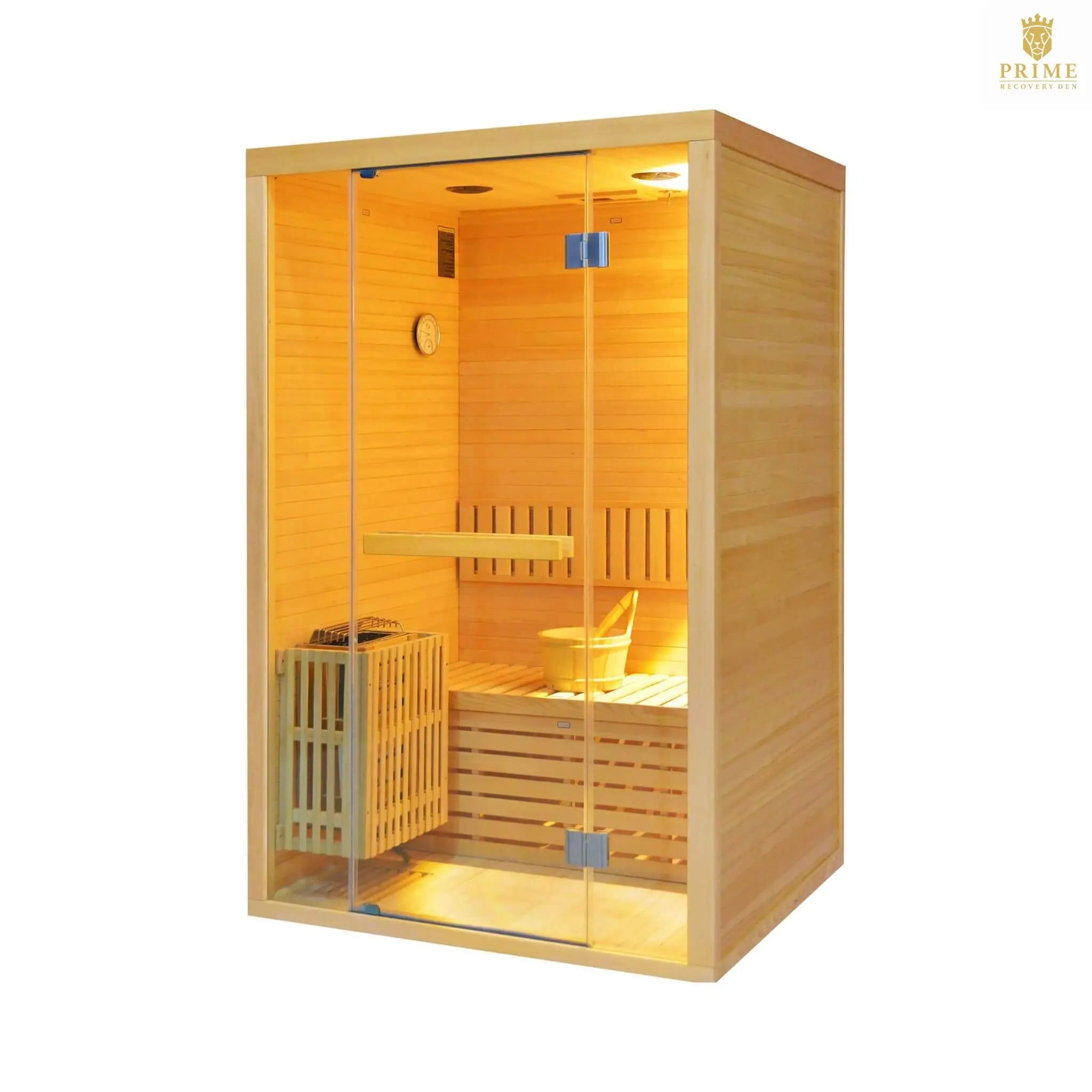 Thermora Alpine Premium 2-Person 3KW Hemlock Wood Sauna With LED Wall Light (SAK28471) SAKSBY WHOLESALE