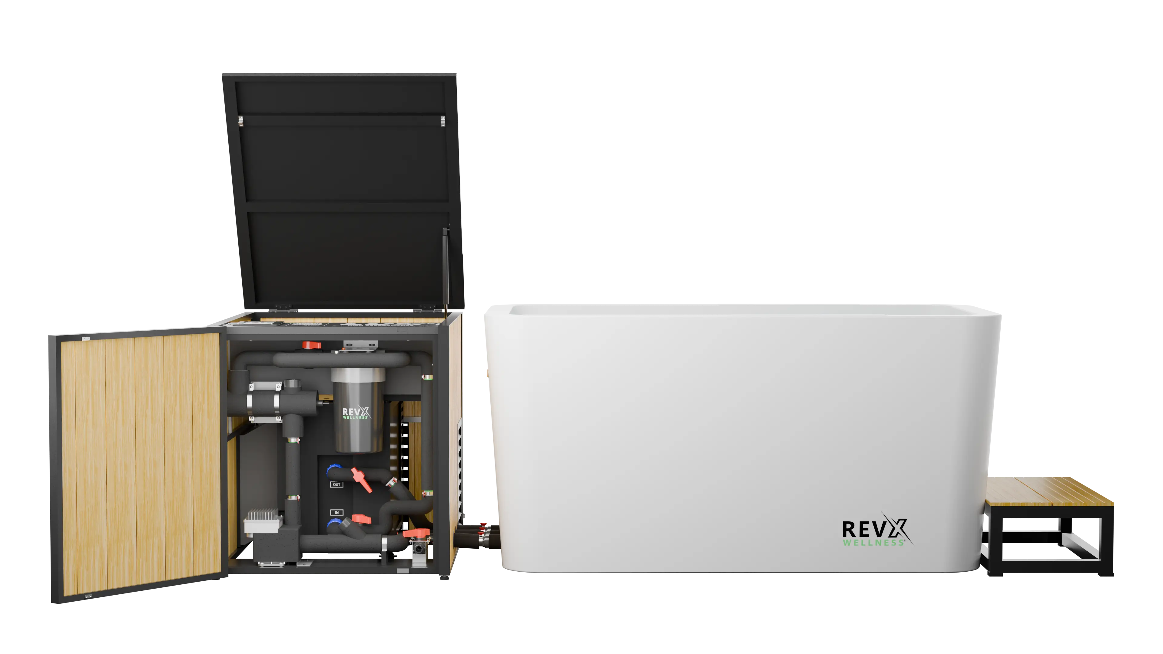 RevX Acrylic X Tub Cold Plunge + LUX High Performance Chiller and Filtration System RevX Wellness