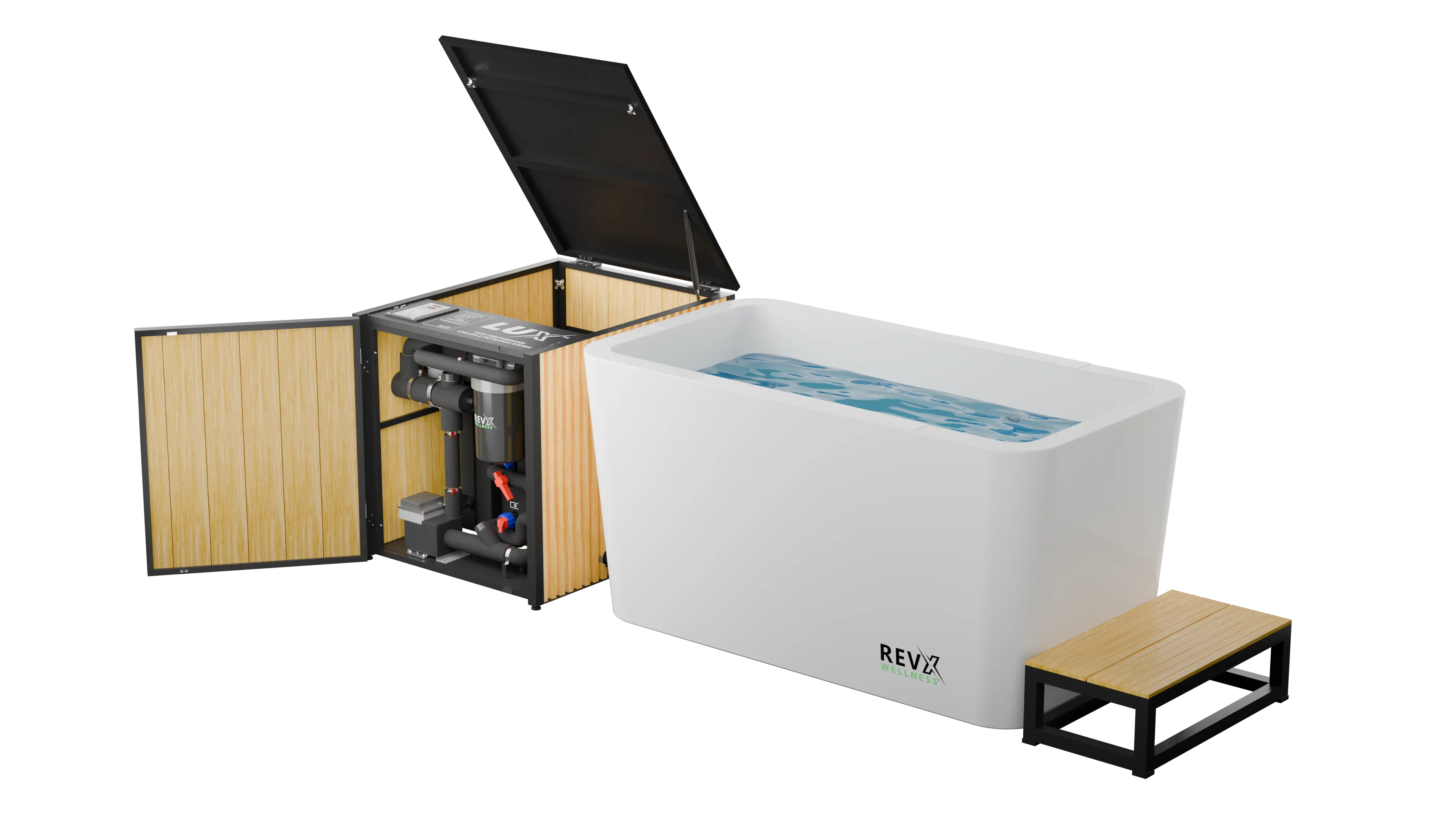 RevX Acrylic X Tub Cold Plunge + LUX High Performance Chiller and Filtration System RevX Wellness