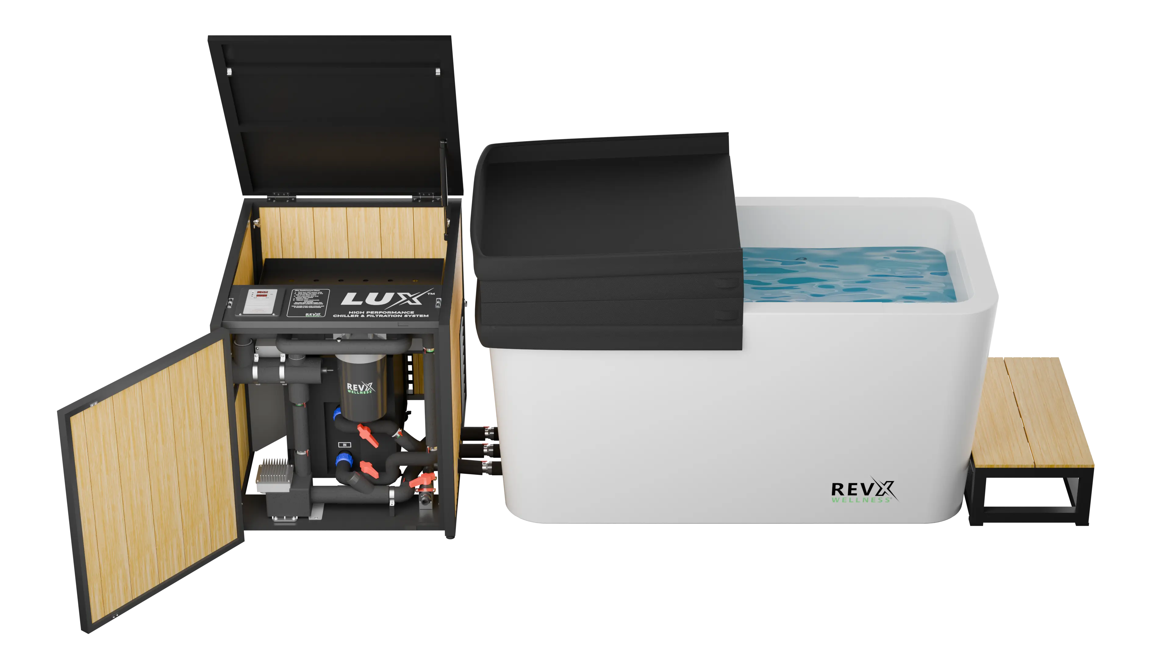 RevX Acrylic X Tub Cold Plunge + LUX High Performance Chiller and Filtration System RevX Wellness
