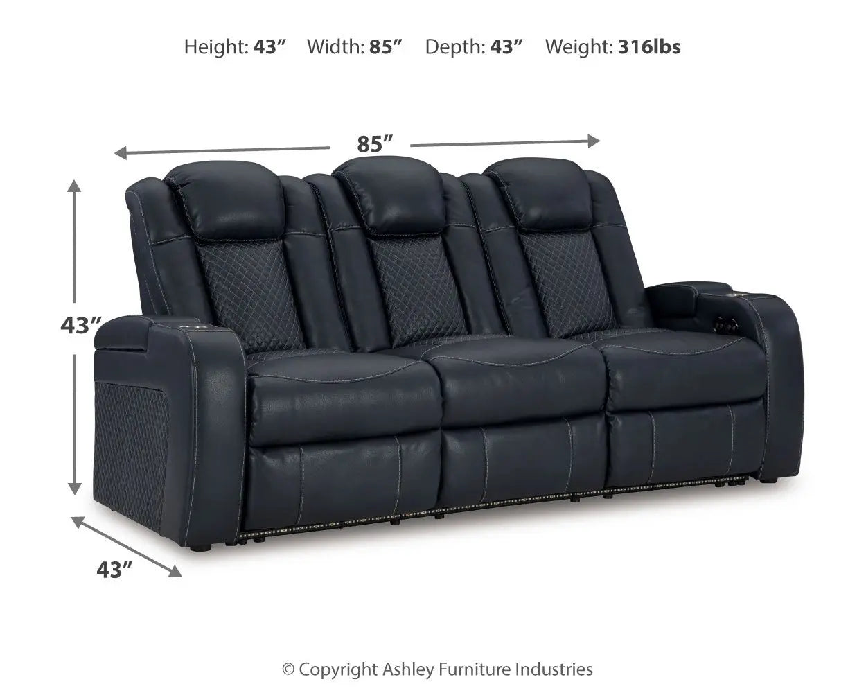 Fyne-dyme - Power Reclining Sofa With Adj Headrest Unique Piece Furniture