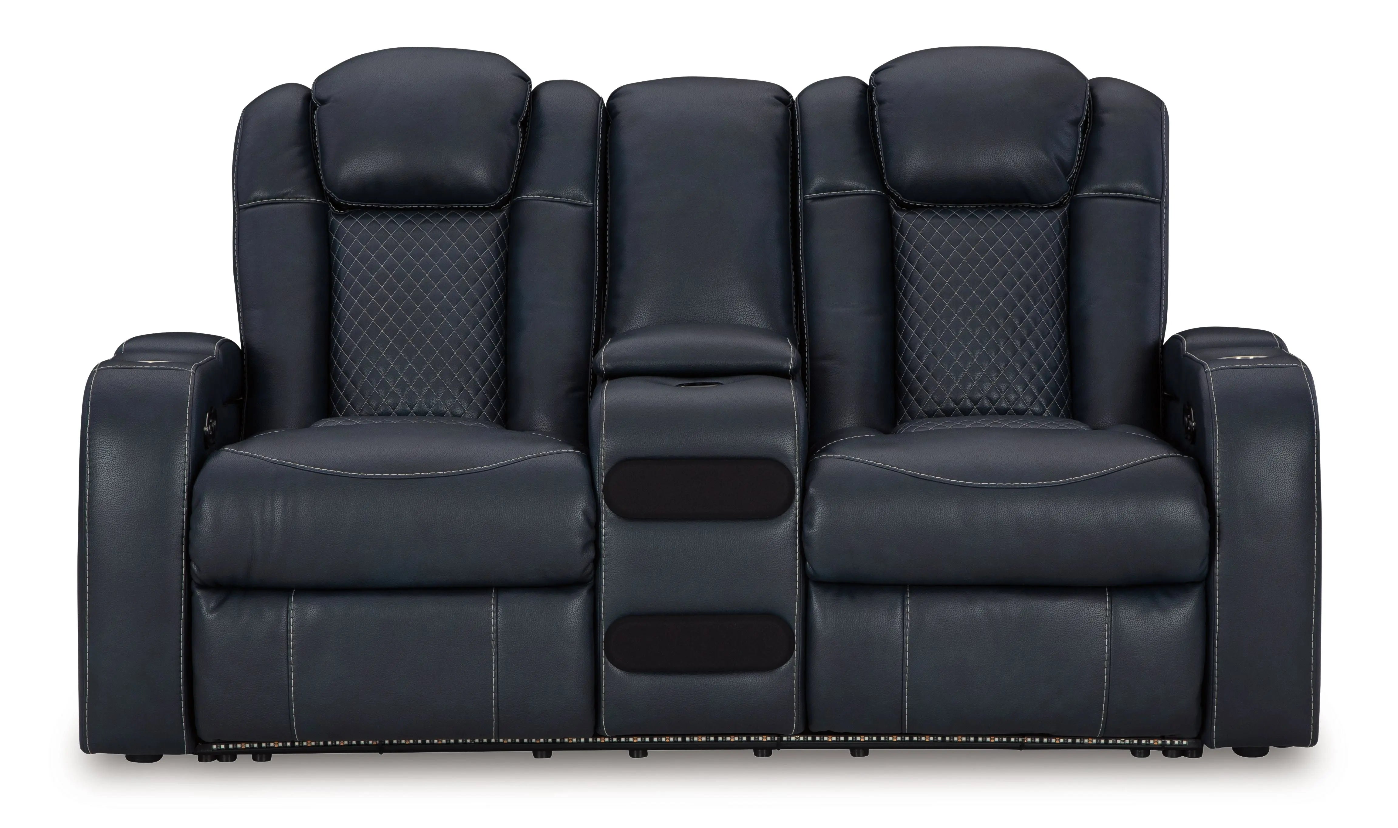 Fyne-dyme - Power Reclining Loveseat With Console/Adj Hdrst Unique Piece Furniture