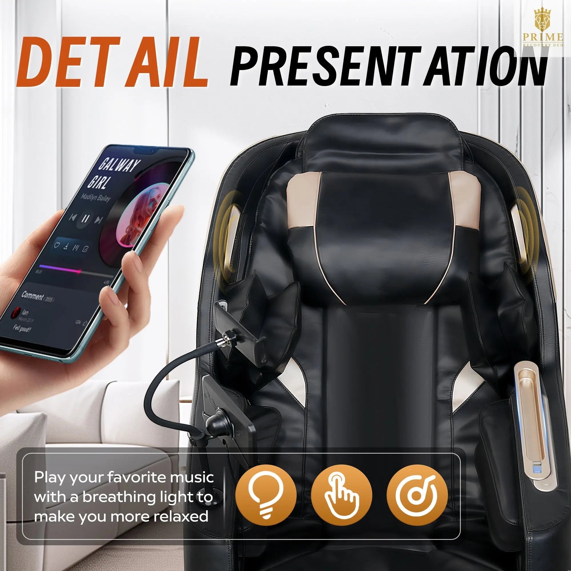 Massage Chair with Bluetooth Connectivity and Speakers