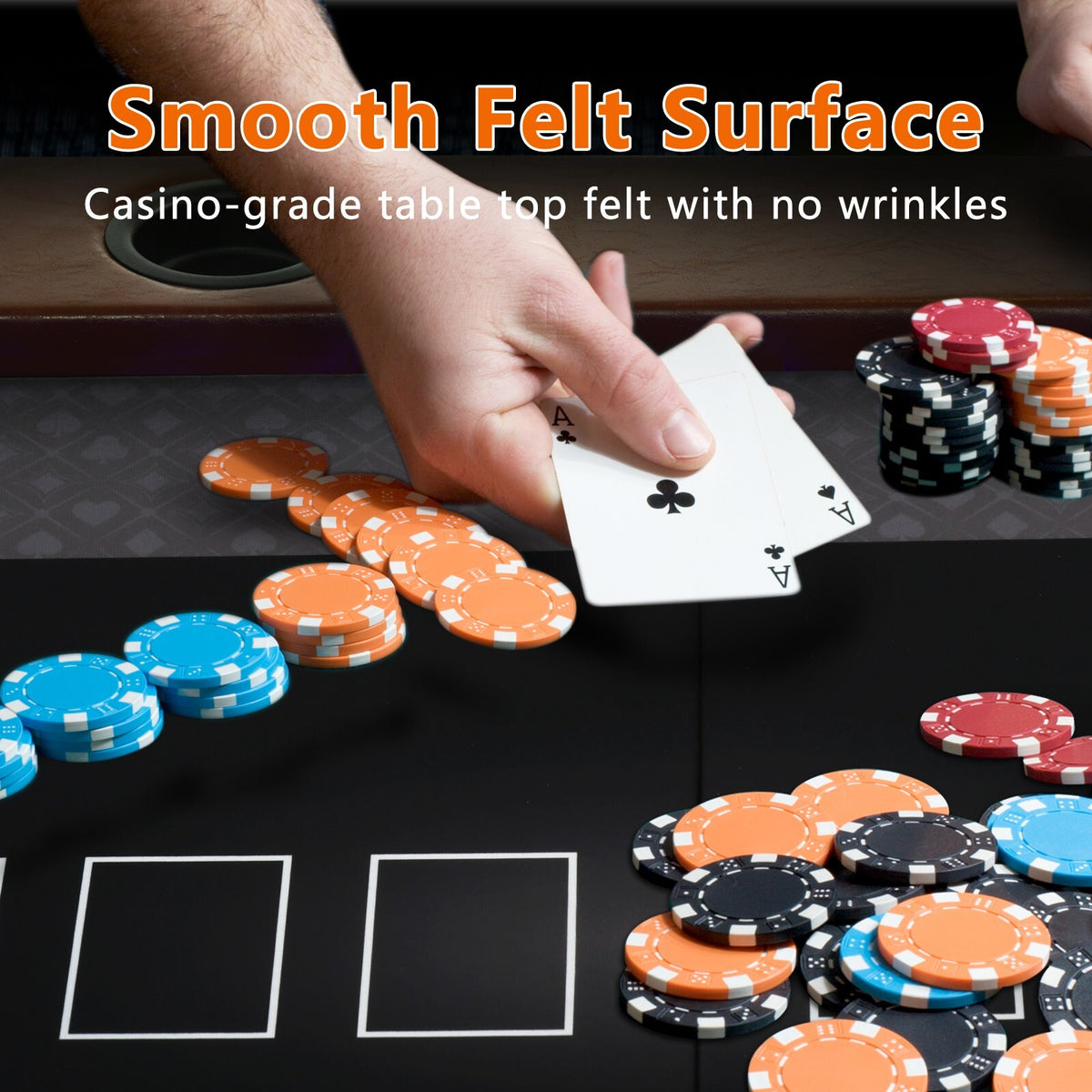 10 Player Foldable Poker Table LED Light Casino Blackjack Texa Holdem Table Desk