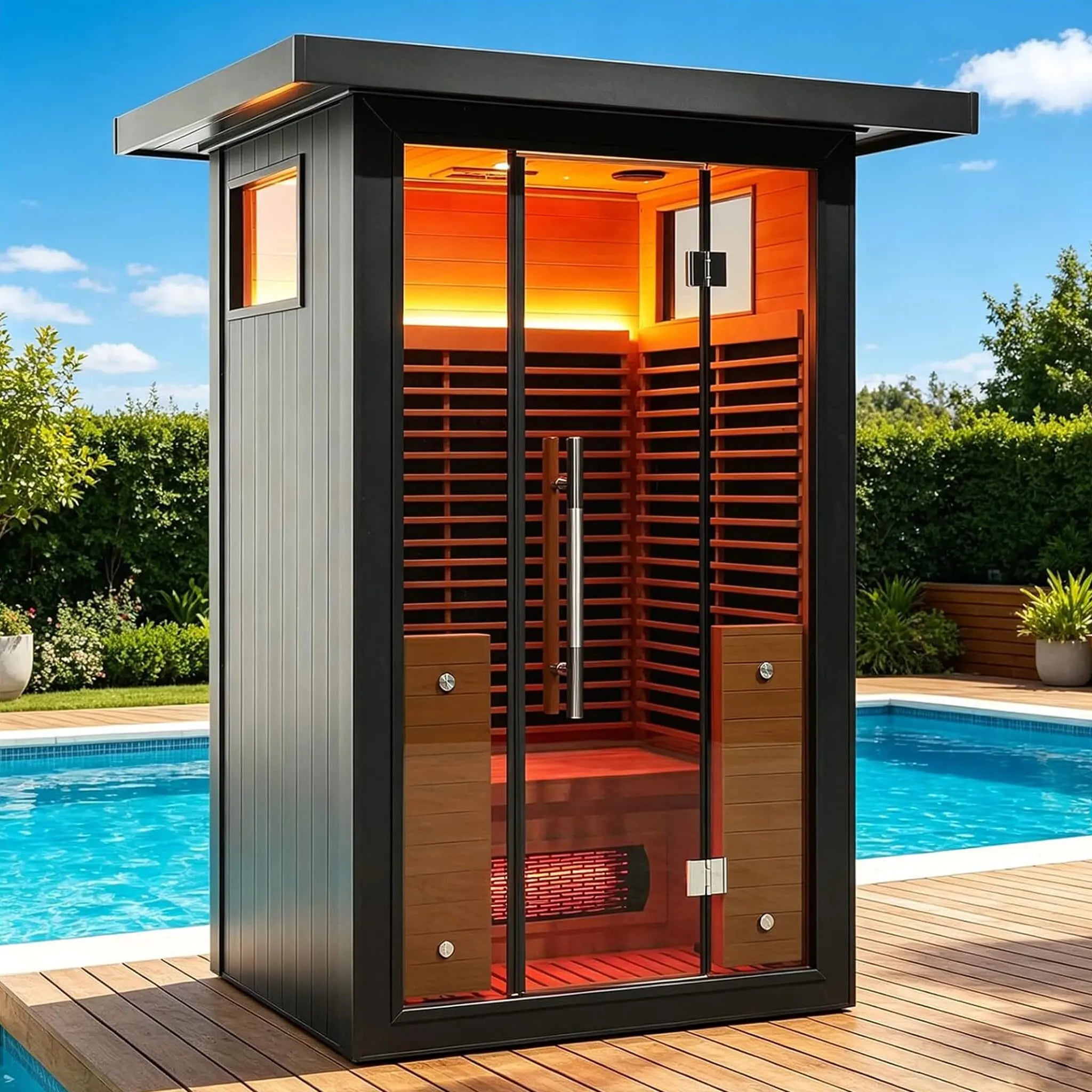 Thermora Lugano 2-Person Outdoor Full-Spectrum Infrared Sauna With Aluminum Alloy Exterior & WiFi (SAK14973) SAKSBY WHOLESALE