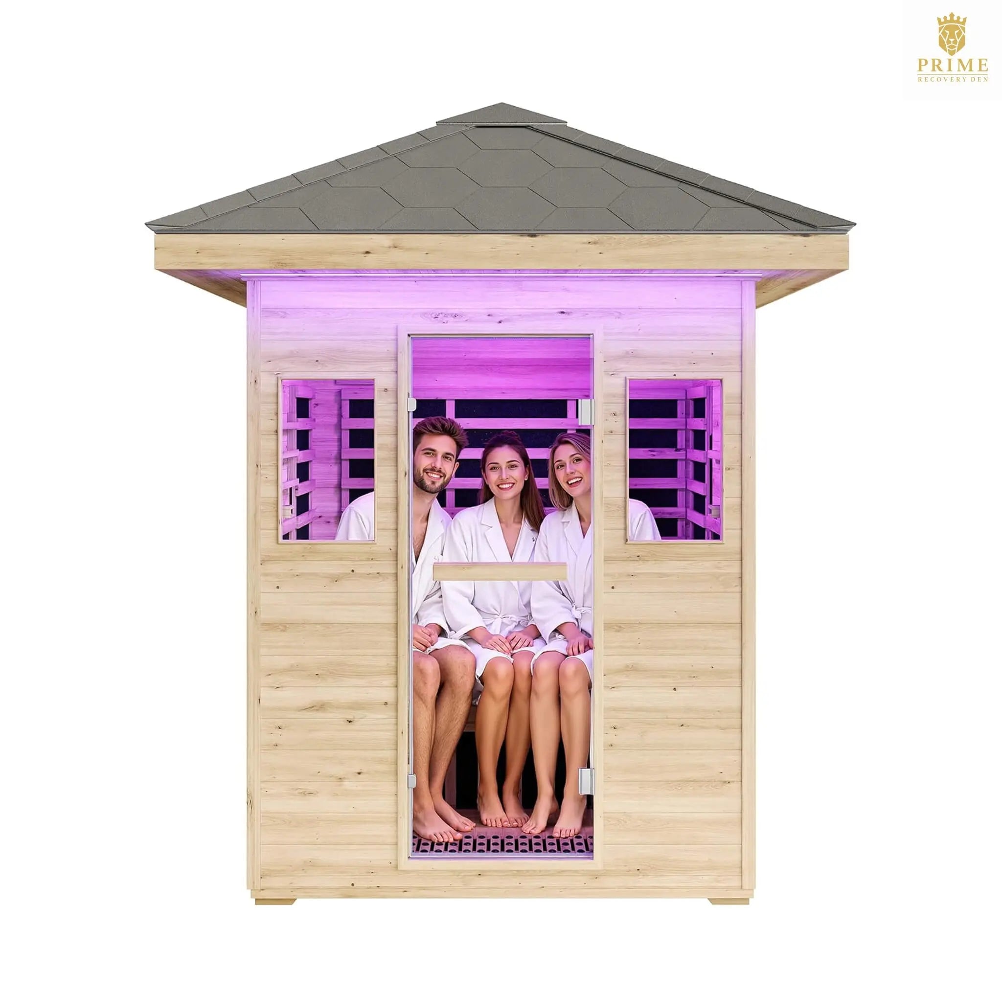 Thermora Zurich 3-Person Low EMF Spruce Wood Outdoor Infrared Sauna With Bluetooth Speakers And LED Lights (SAK59047) SAKSBY WHOLESALE