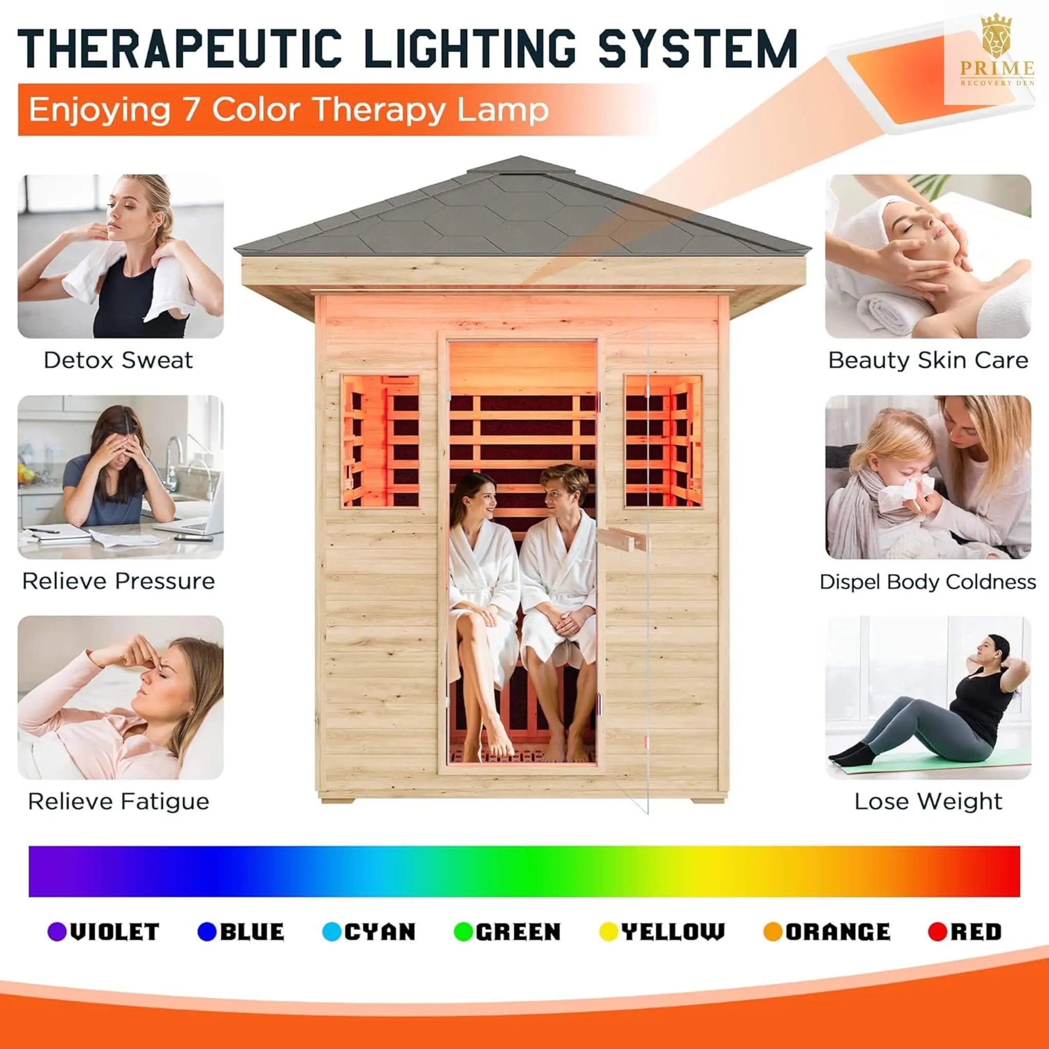 Thermora Zurich 3-Person Low EMF Spruce Wood Outdoor Infrared Sauna With Bluetooth Speakers And LED Lights (SAK59047) SAKSBY WHOLESALE