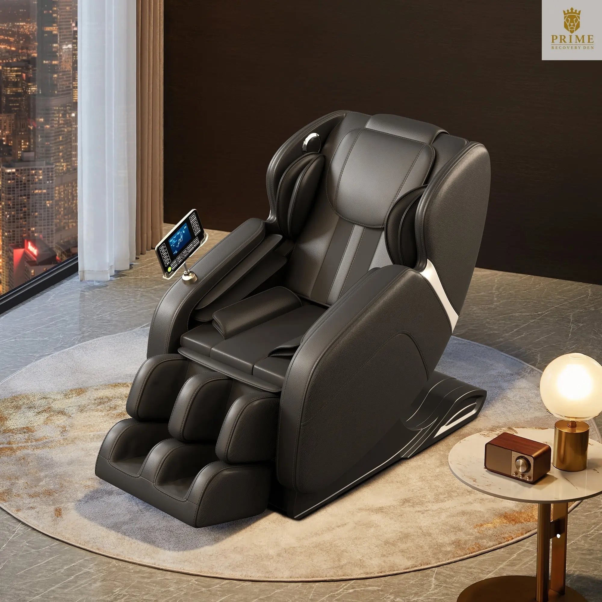 Full body deep tissue massage chair, foot massage, 8 fixed massage rollers, touch screen suitable for 5.1-5.75 feet high (black)