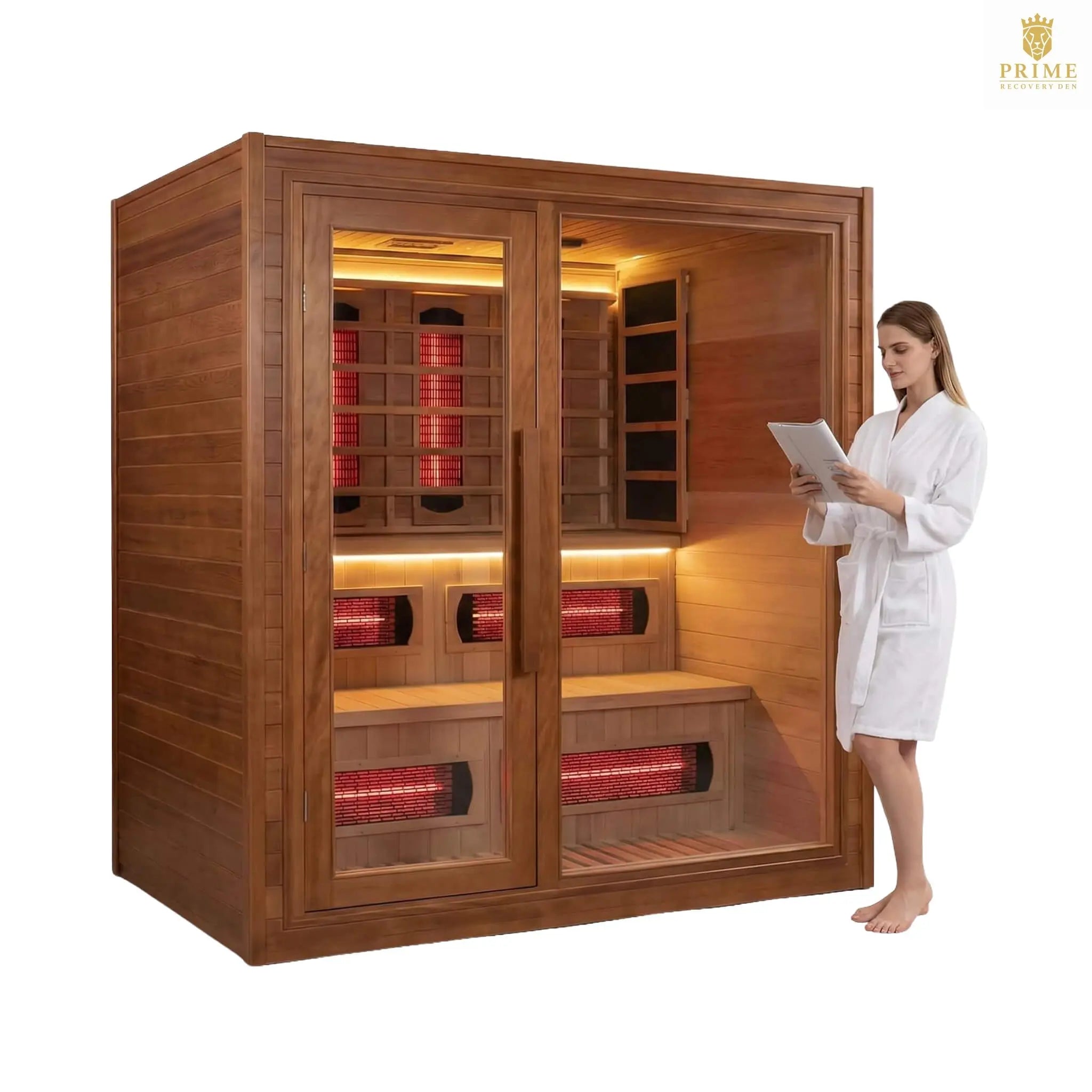 Rövia Elvaria 4-Person Indoor Canadian Red Cedar Infrared And Steam Sauna With 6KW Harvia Heater [Made-To-Order] (SAK93528) SAKSBY WHOLESALE