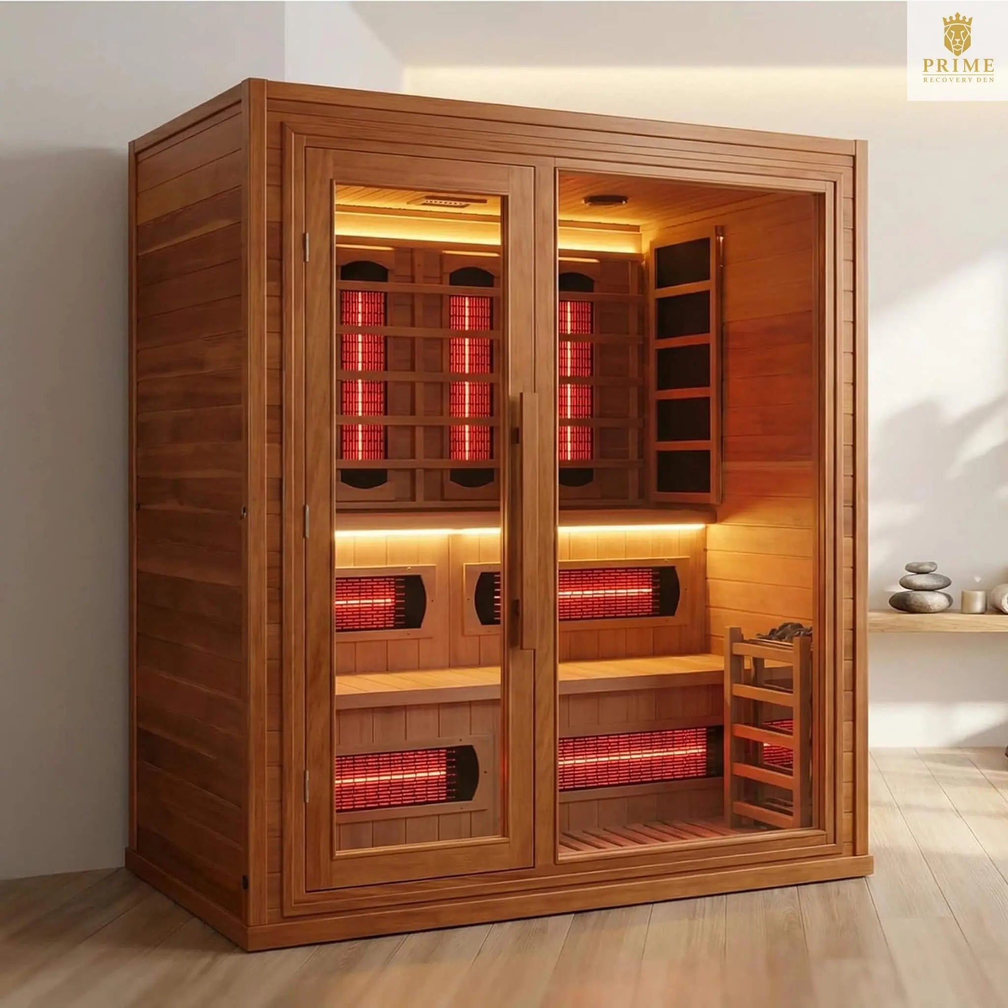 Rövia Elvaria 4-Person Indoor Canadian Red Cedar Infrared And Steam Sauna With 6KW Harvia Heater [Made-To-Order] (SAK93528) SAKSBY WHOLESALE