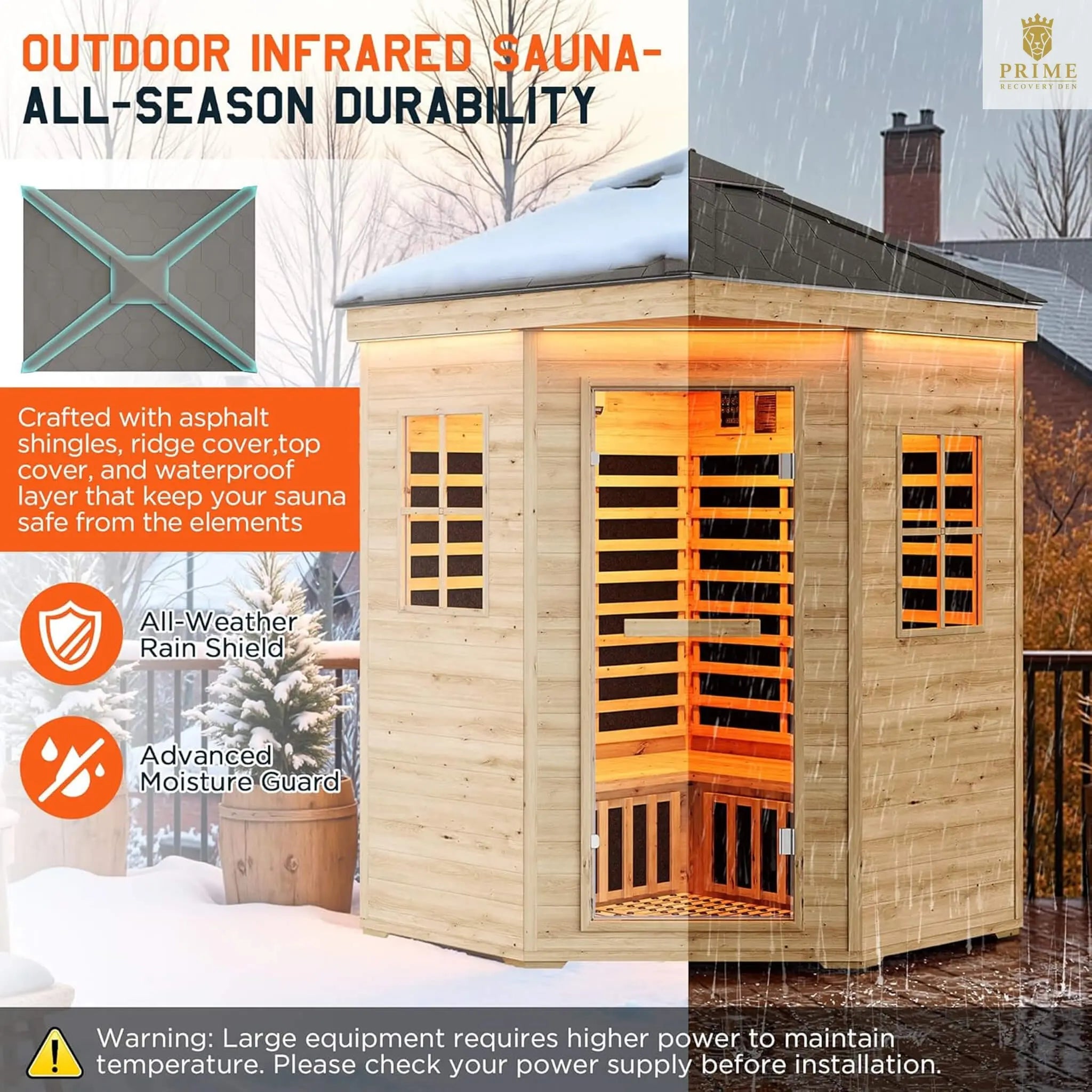 Thermora Monaco 4-Person Low EMF Spruce Wood Outdoor Infrared Sauna With Bluetooth Speakers And LED Lights (SAK16270) SAKSBY WHOLESALE