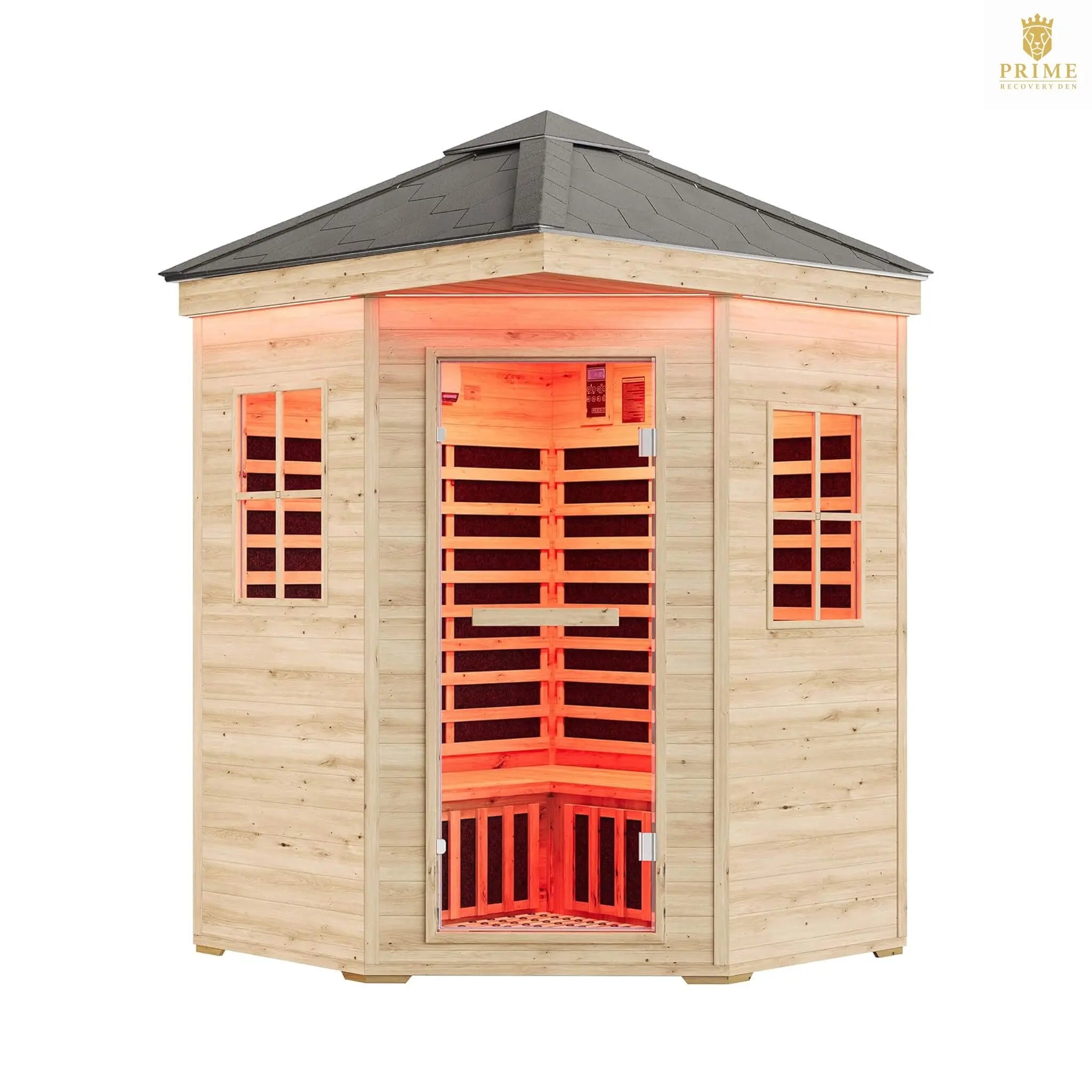 Thermora Monaco 4-Person Low EMF Spruce Wood Outdoor Infrared Sauna With Bluetooth Speakers And LED Lights (SAK16270) SAKSBY WHOLESALE