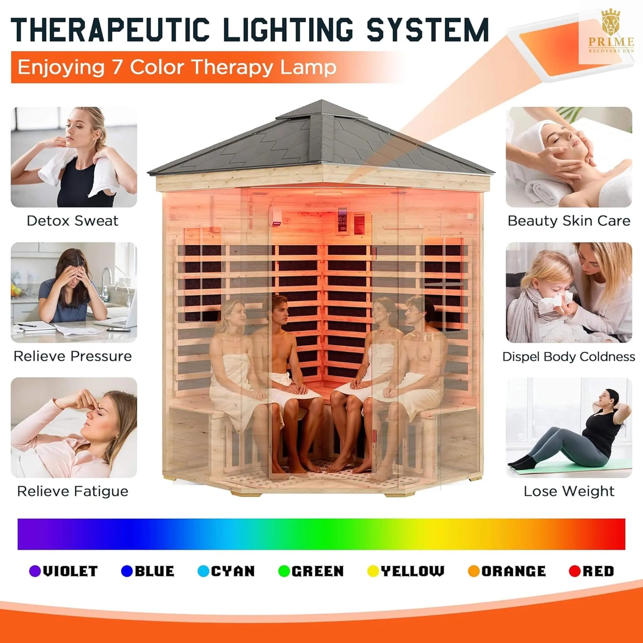 Thermora Monaco 4-Person Low EMF Spruce Wood Outdoor Infrared Sauna With Bluetooth Speakers And LED Lights (SAK16270) SAKSBY WHOLESALE
