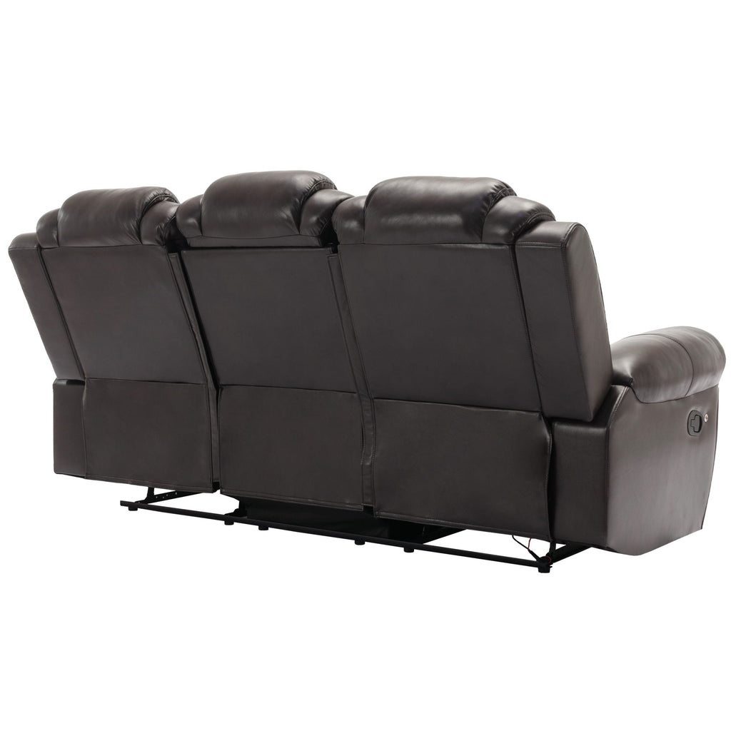 3 Pieces Recliner Sofa Sets Home Theater Seating Manual Recliner Chair With Center Console And LED Light Strip For Living Room