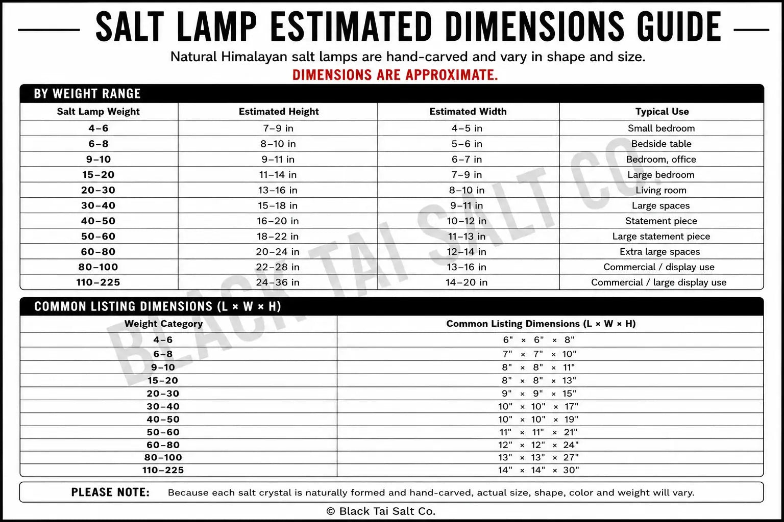 330 lbs Himalayan Salt Lamp Black Tai Salt Co.
