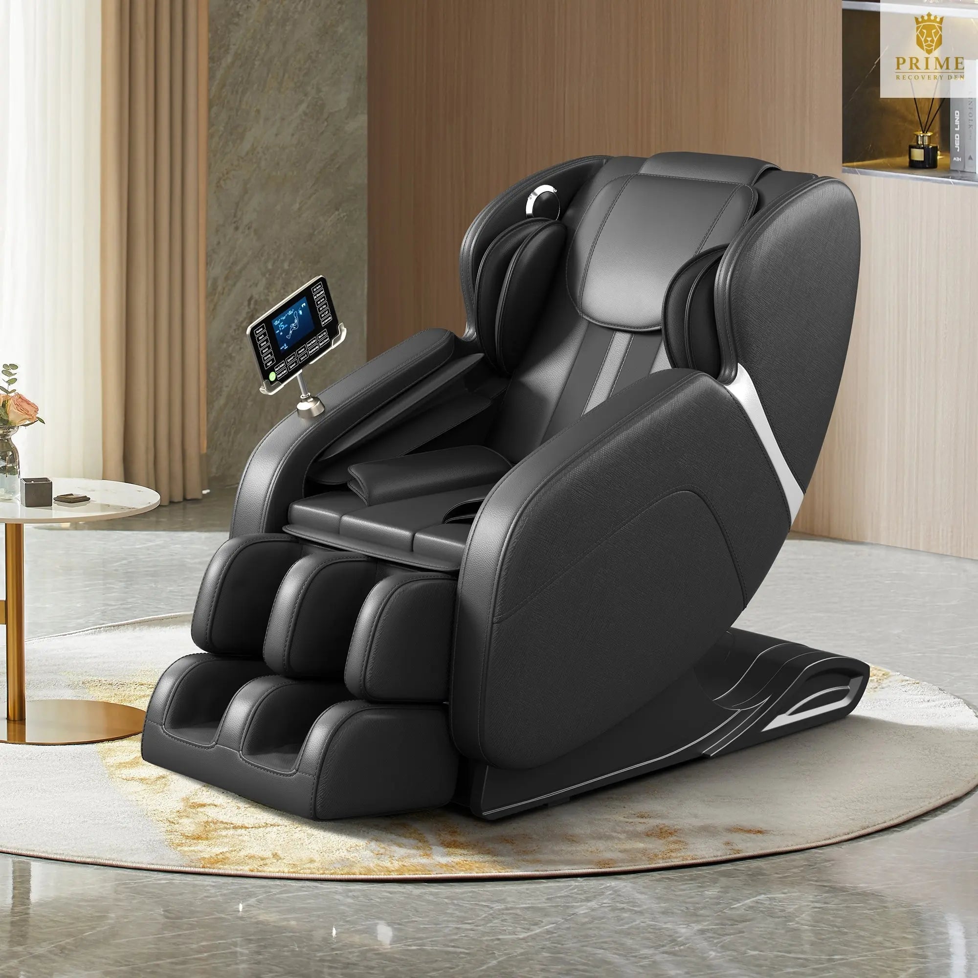 Full body deep tissue massage chair, foot massage, 8 fixed massage rollers, touch screen suitable for 5.1-5.75 feet high (black)