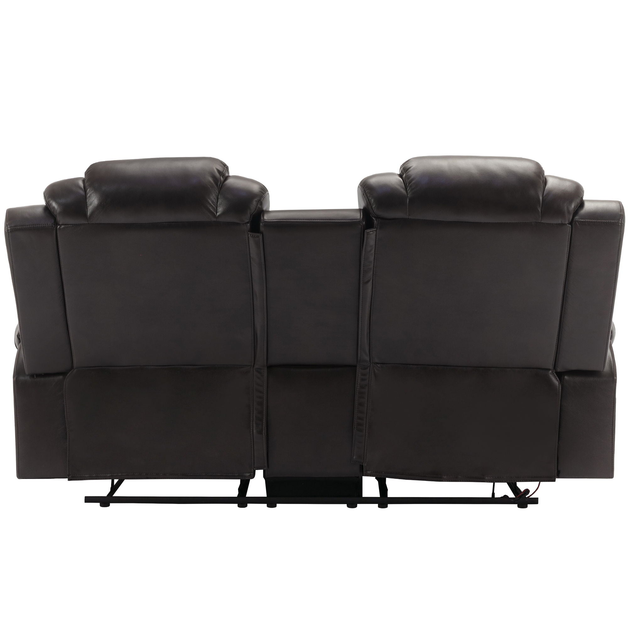 3 Pieces Recliner Sofa Sets Home Theater Seating Manual Recliner Chair With Center Console And LED Light Strip For Living Room