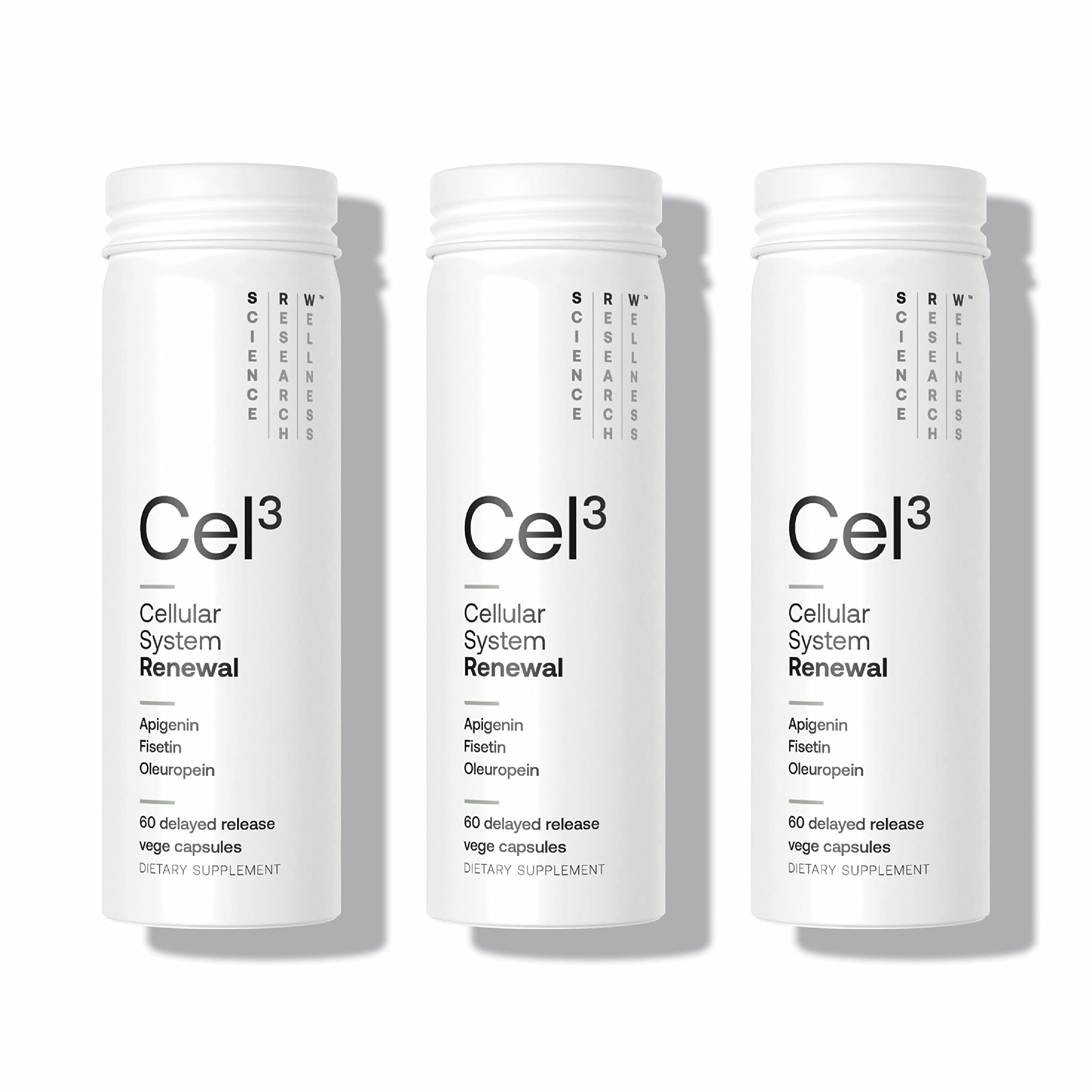 SRW Cel³ Renewal 180 Capsules | Stem Cell Supplement with Fisetin Apigenin & Oleuropein | for Youthful Cell Function & Renewal Healthy Aging
