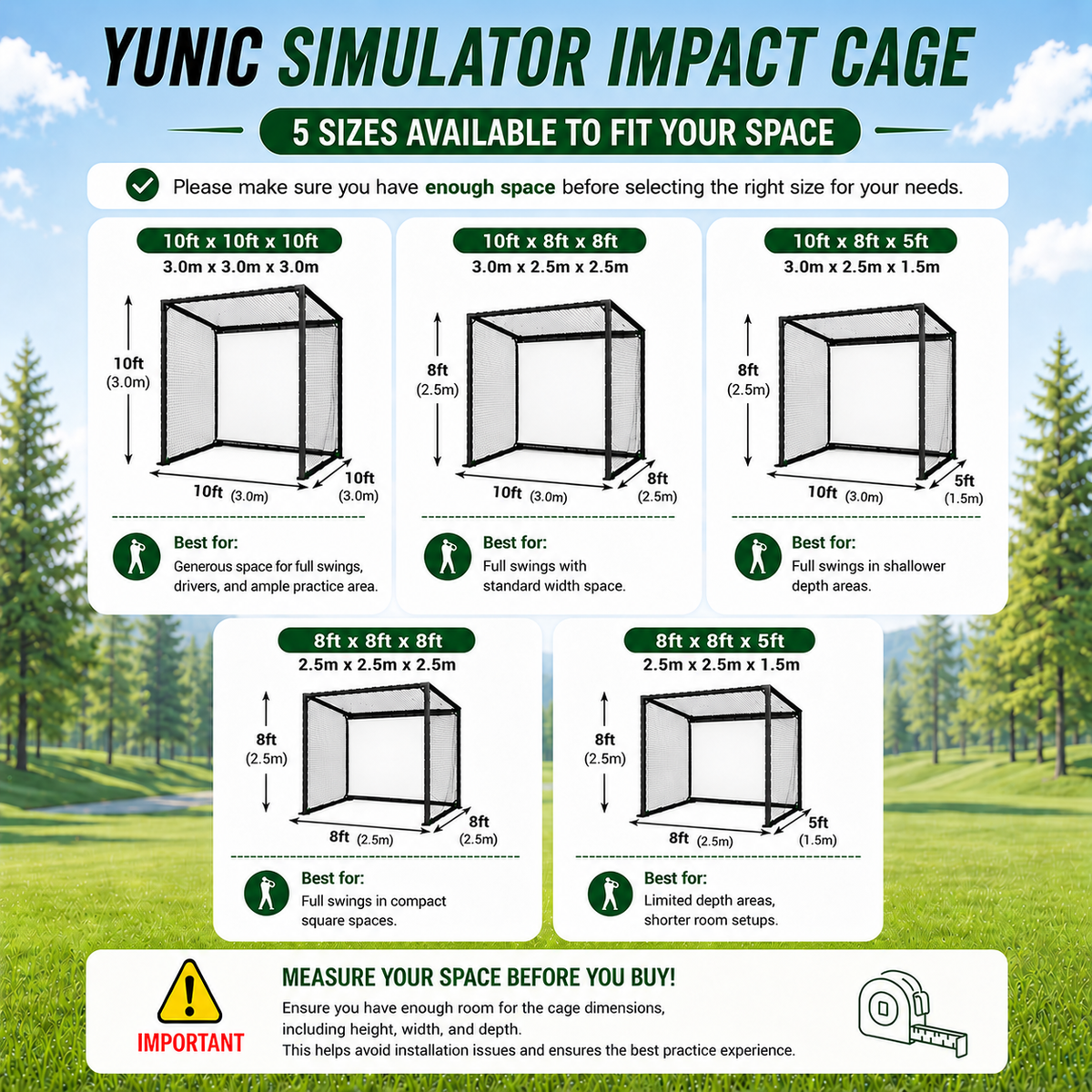 Golf Simulator Cage with Impact Screen – Metal Frame