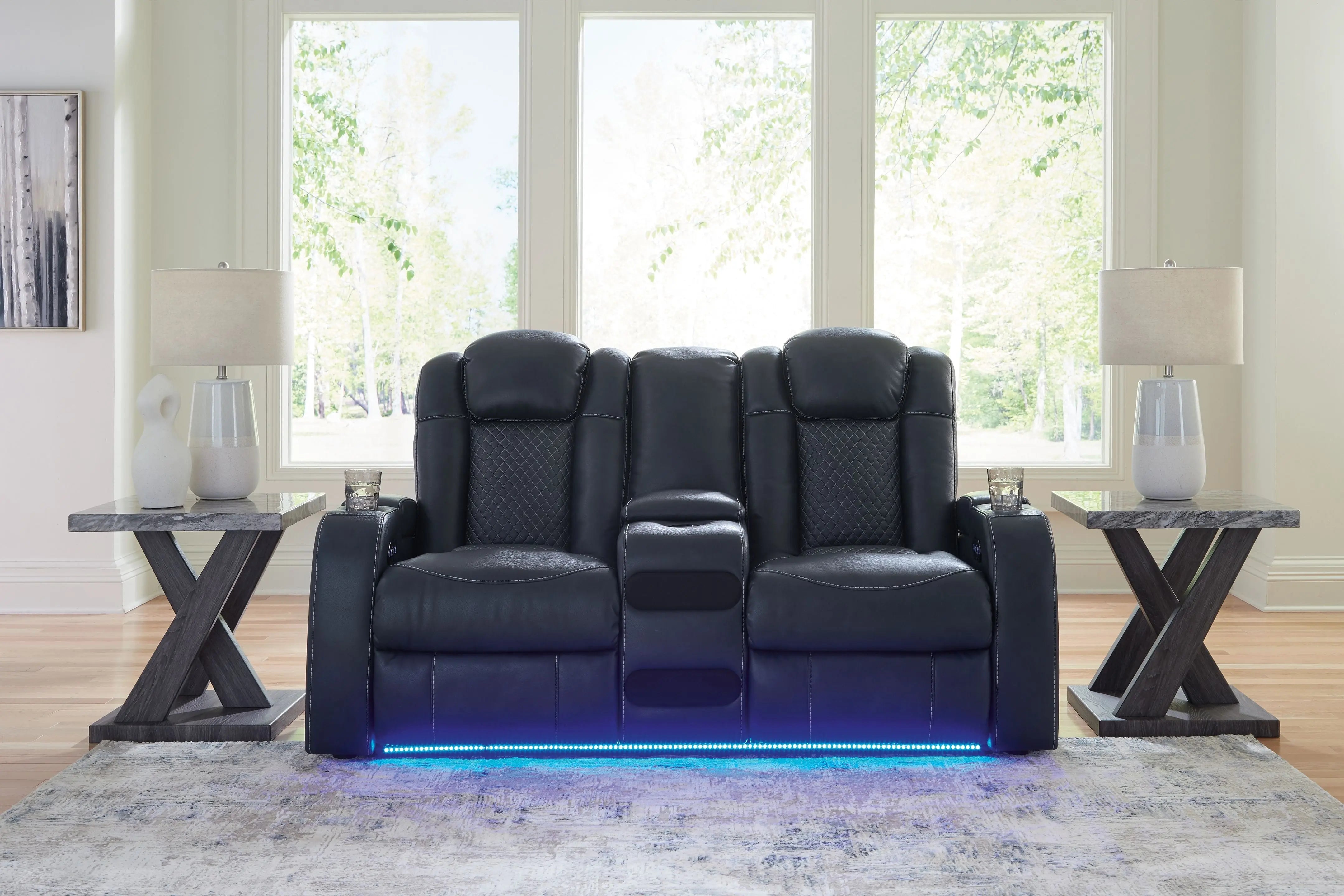 Fyne-dyme - Power Reclining Loveseat With Console/Adj Hdrst Unique Piece Furniture