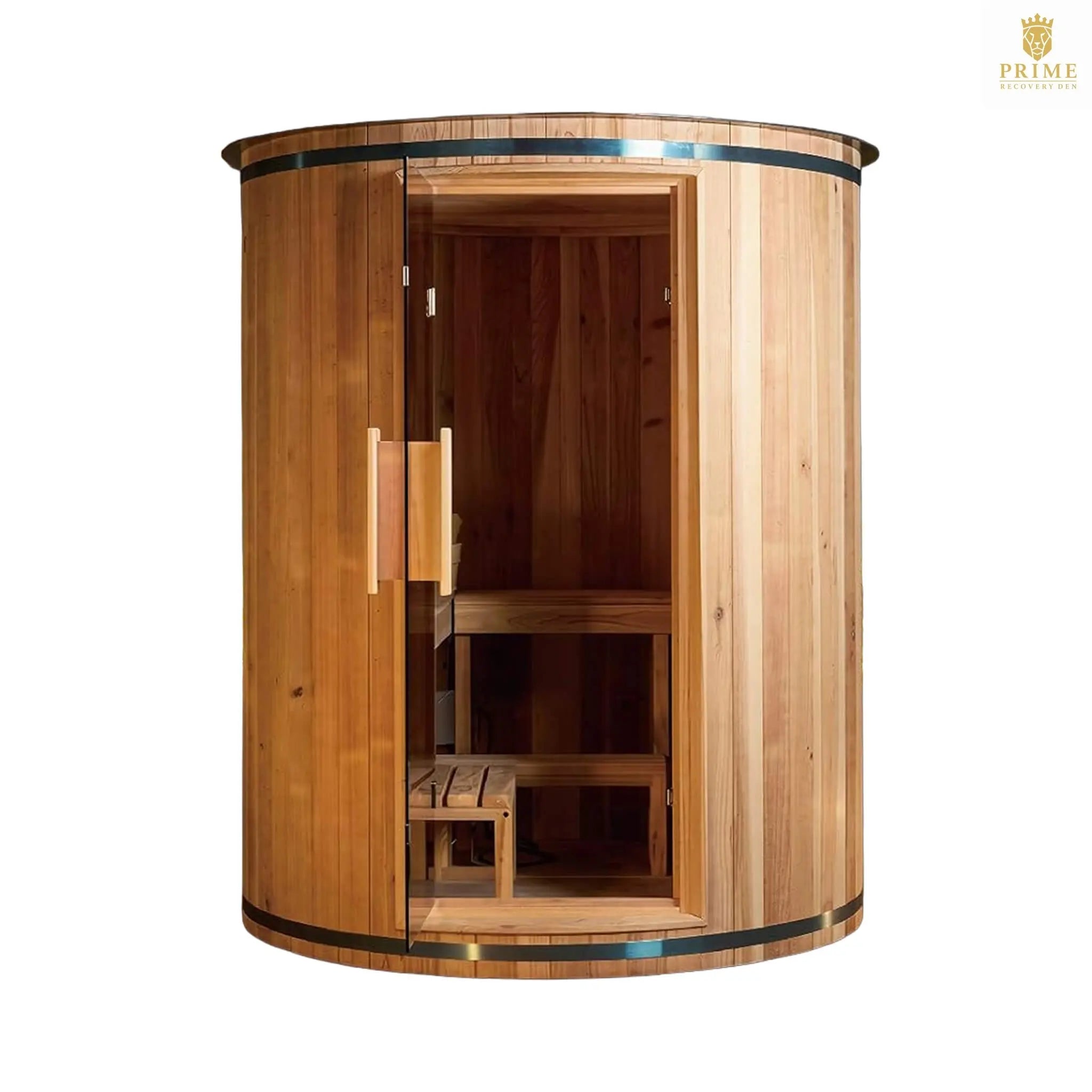 Thermora Barcelona Premium 78-Inch 4-Person Cedar Wood Outdoor Vertical Barrel Sauna With 6KW Heater, LED Lights And Stones (SAK74813) SAKSBY WHOLESALE