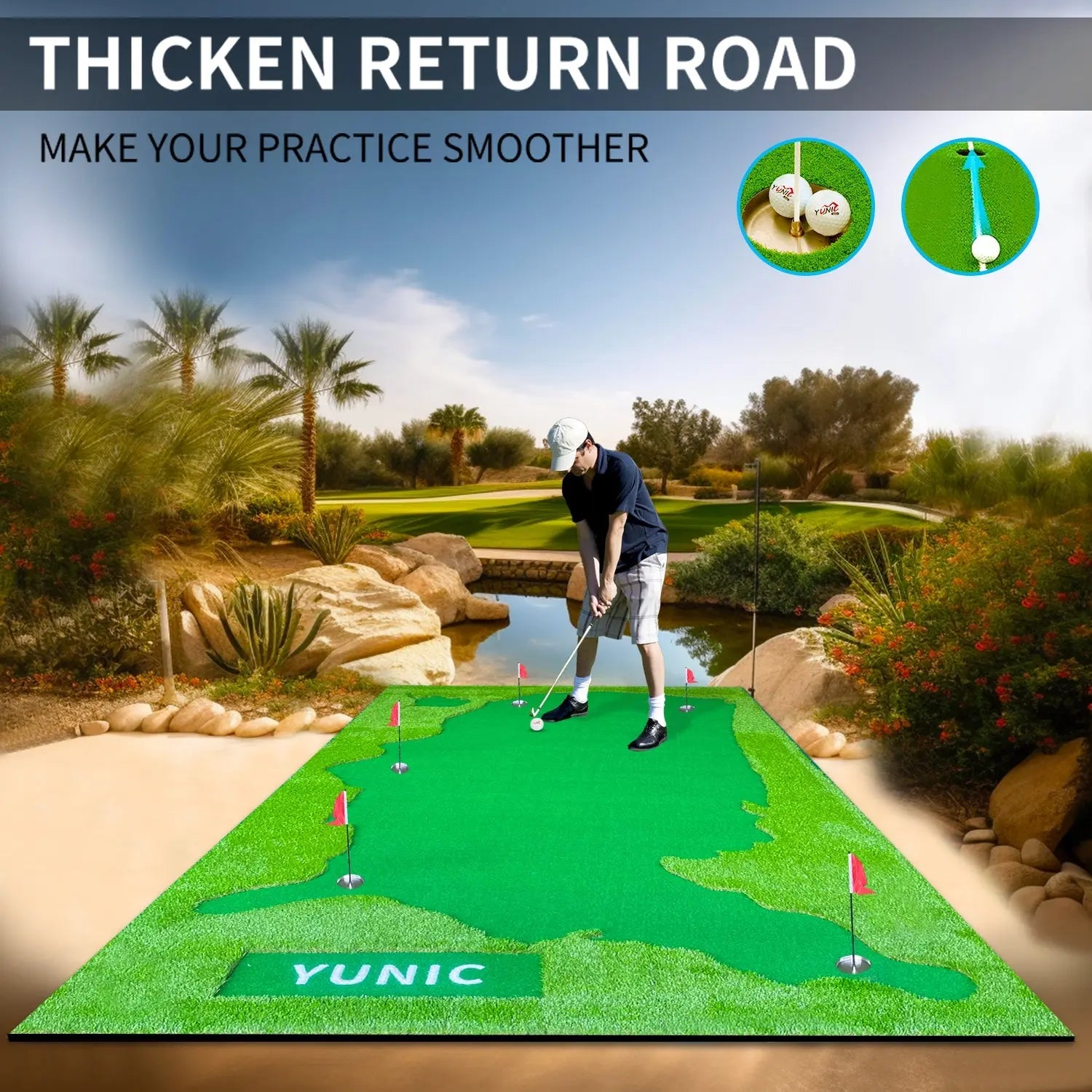 Golf Putting Green (16ft, Style US Map) Yunic Golf