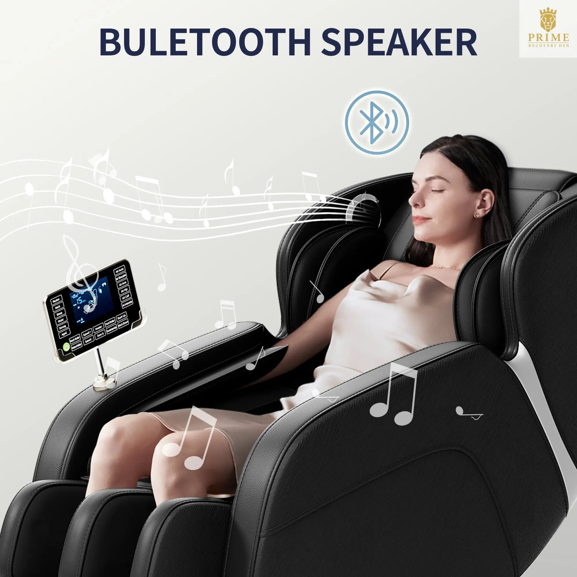 Full body deep tissue massage chair, foot massage, 8 fixed massage rollers, touch screen suitable for 5.1-5.75 feet high (black)