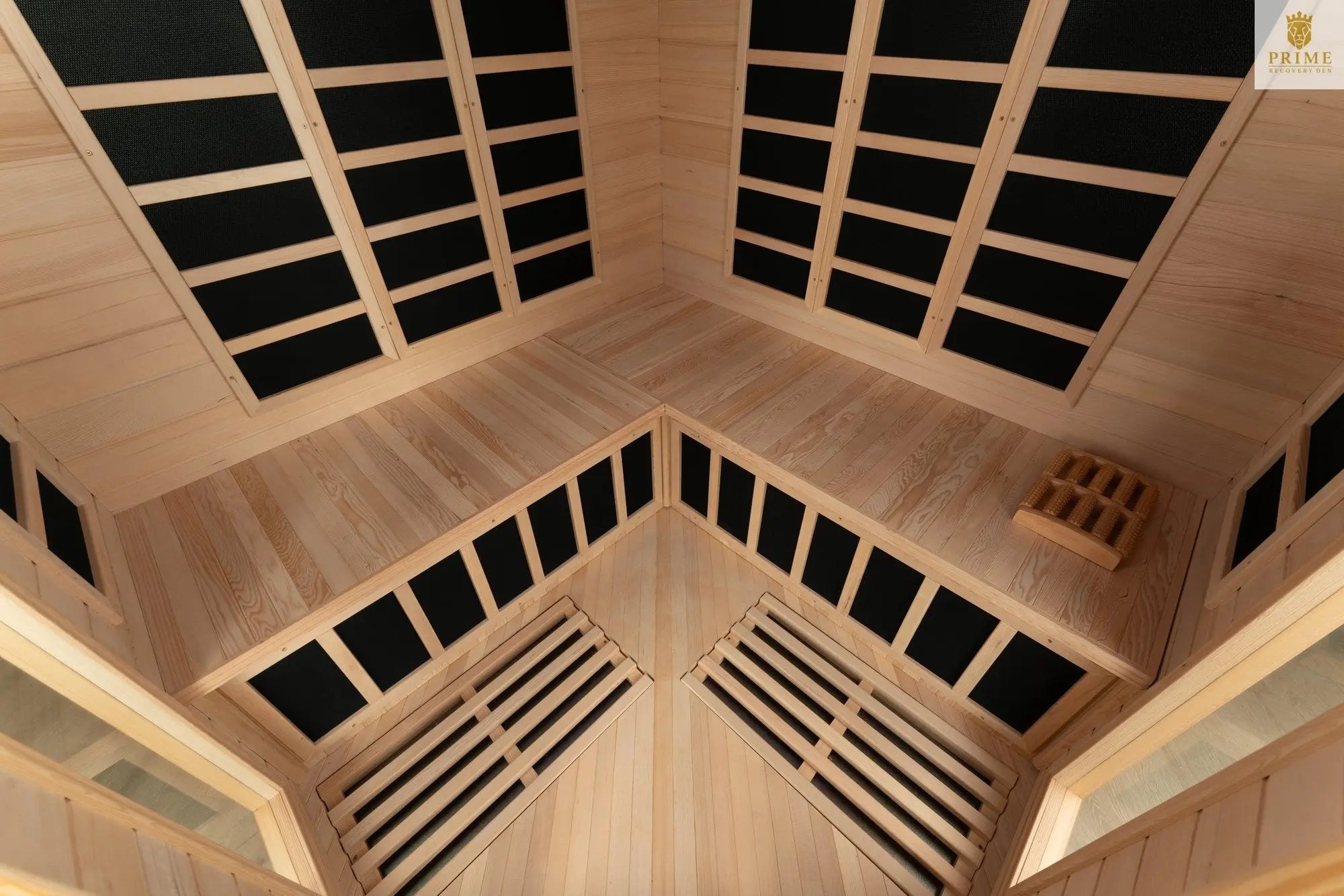Blisspod, Vienna, Corner Spacious Far Infrared Sauna Canadian Hemlock Ultra Low EMF, 12 Heaters, 4-5 Persons