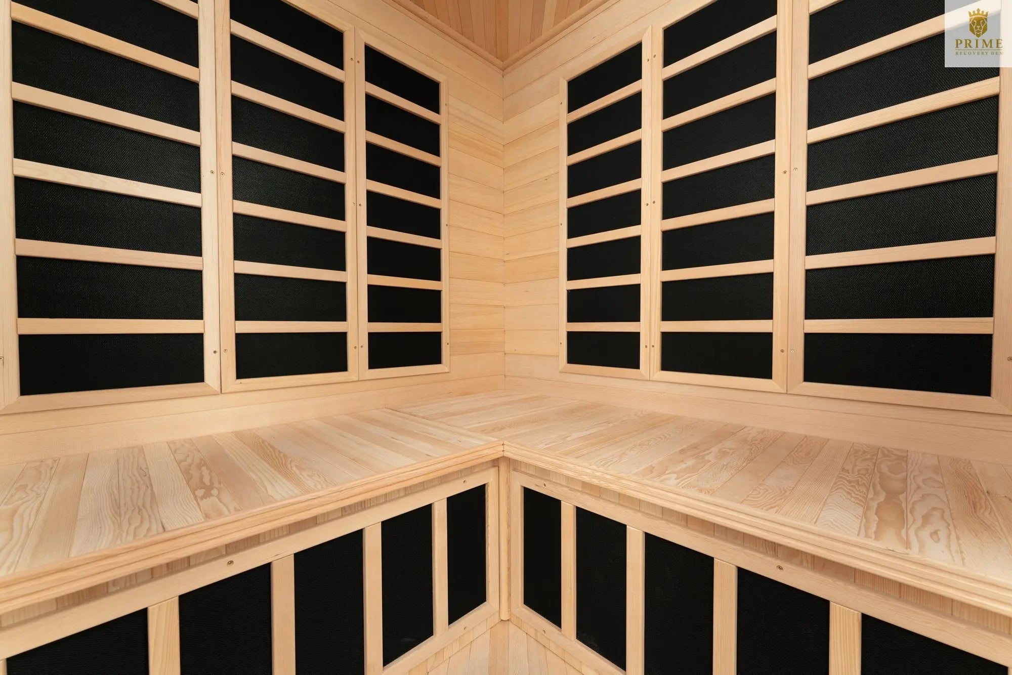 Blisspod, Vienna, Corner Spacious Far Infrared Sauna Canadian Hemlock Ultra Low EMF, 12 Heaters, 4-5 Persons