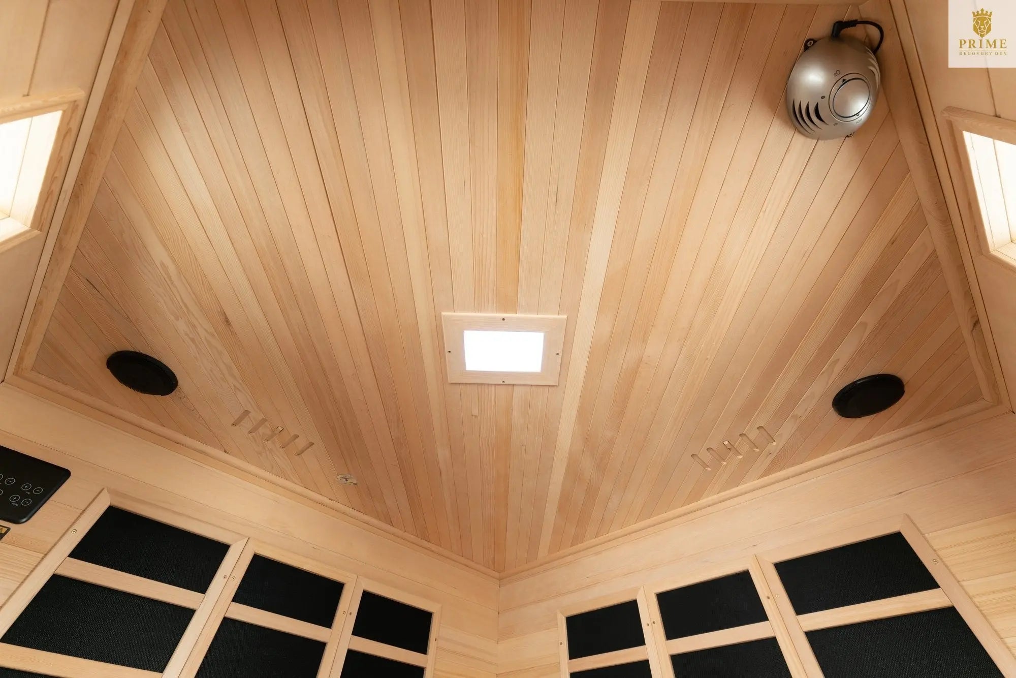 Blisspod, Vienna, Corner Spacious Far Infrared Sauna Canadian Hemlock Ultra Low EMF, 12 Heaters, 4-5 Persons
