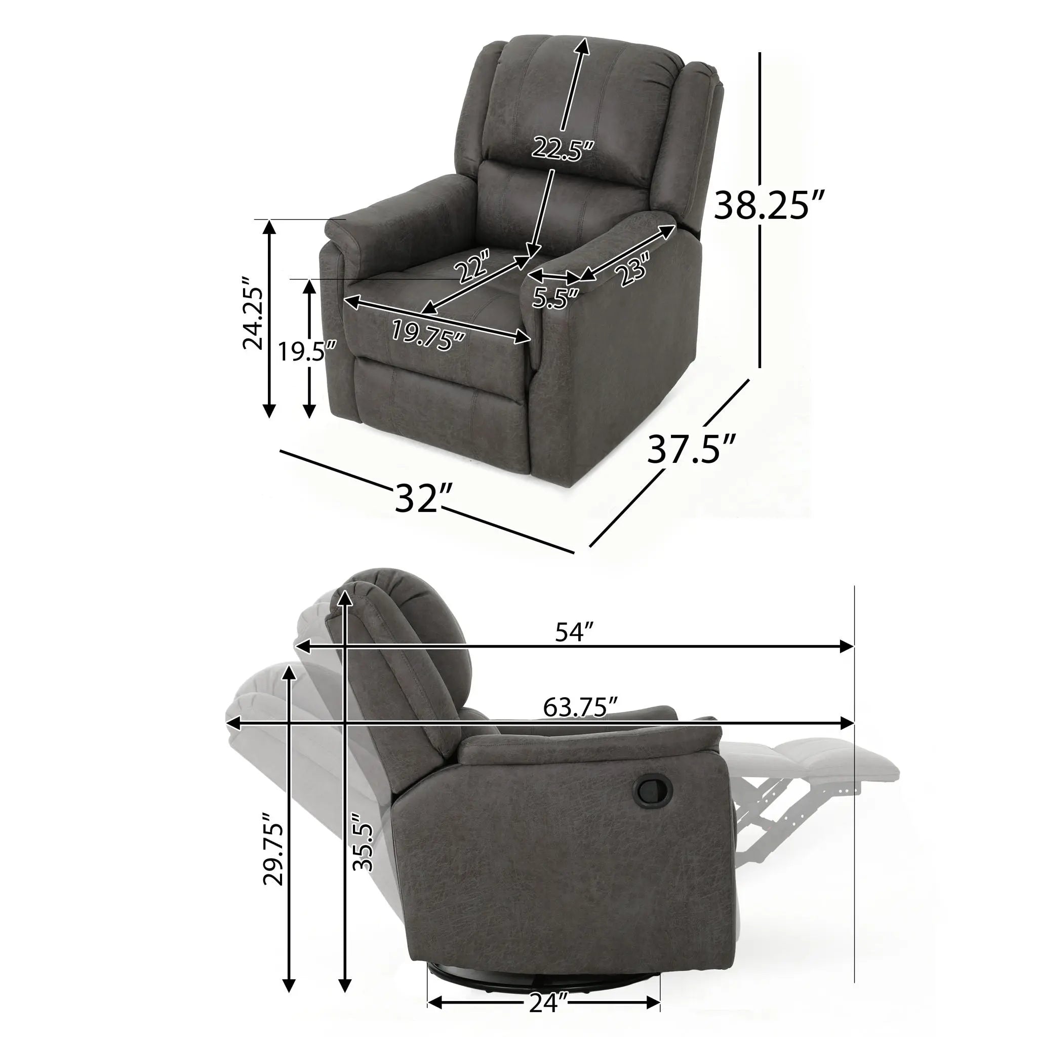 Contemporary Glider Recliner With Swivel Function Unique Piece Furniture