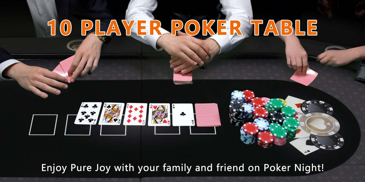 10 Player Foldable Poker Table LED Light Casino Blackjack Texa Holdem Table Desk