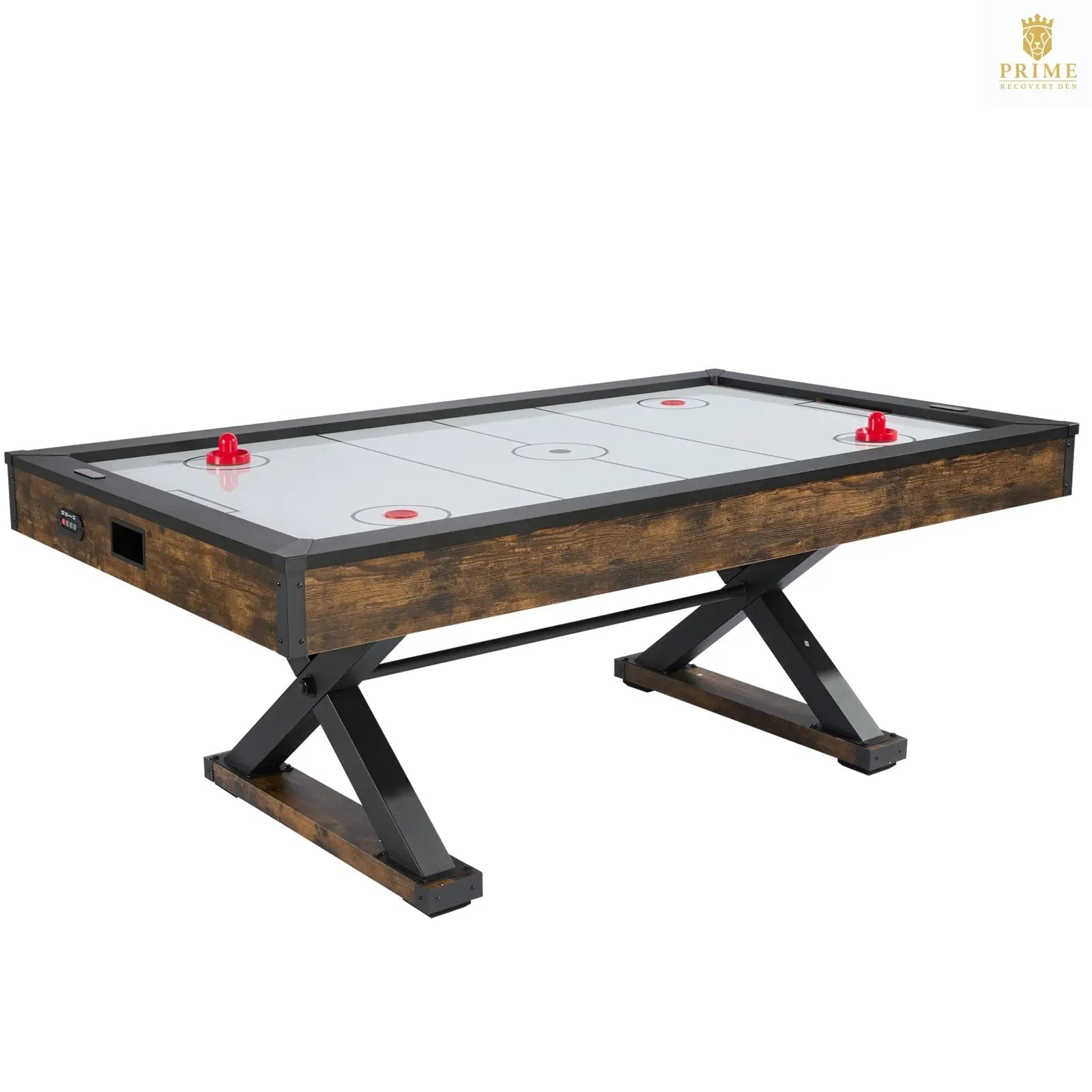 84" Air Hockey Table – Electronic Scorer, Rustic Wood, X-Leg