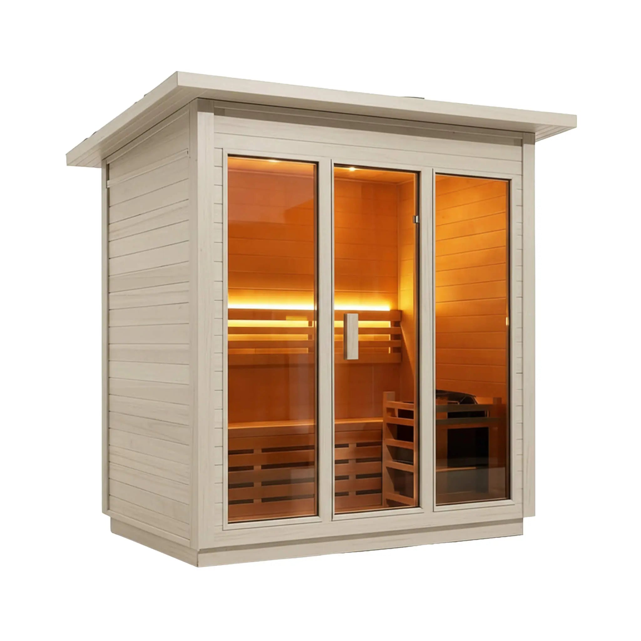 Custom 4-Person Luxury Spruce Outdoor Steam Sauna With Heater And Stones [Made-To-Order] (SAK87912) SAKSBY WHOLESALE