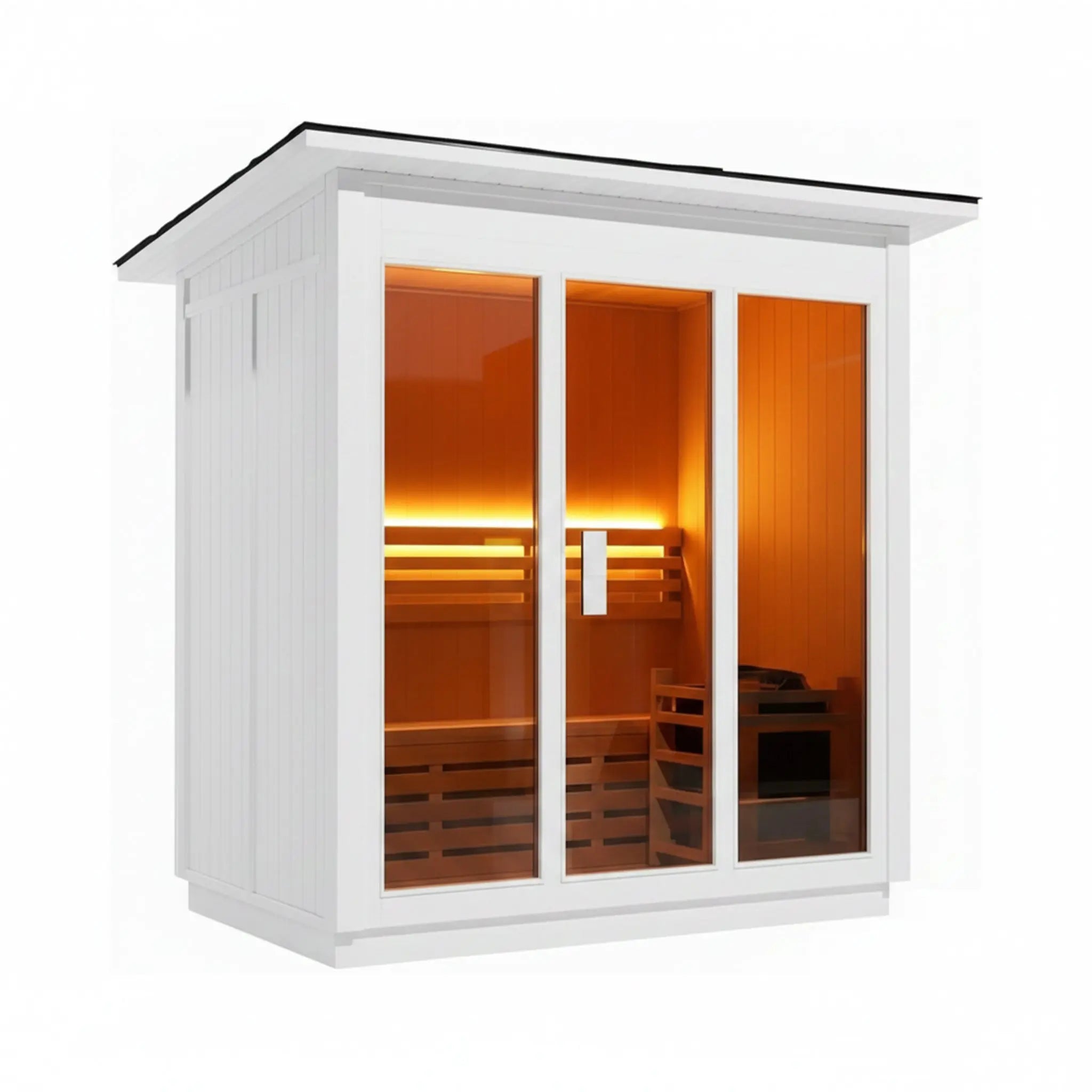 Custom 6-Person Luxury Canadian Red Cedar Outdoor Steam Sauna With Heater And Stones [Made-To-Order] (SAK78615) SAKSBY WHOLESALE