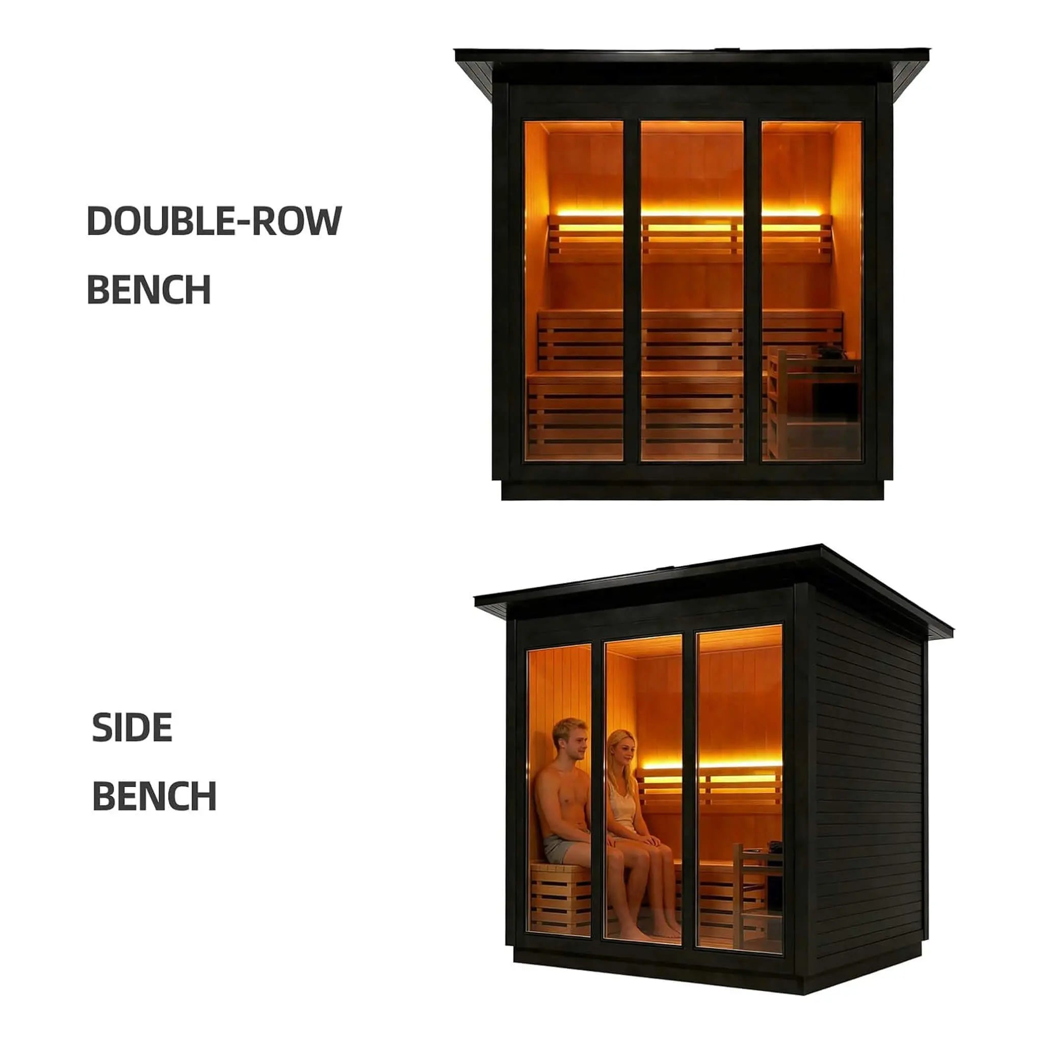 Custom 4-Person Luxury Spruce Outdoor Steam Sauna With Heater And Stones [Made-To-Order] (SAK87912) SAKSBY WHOLESALE