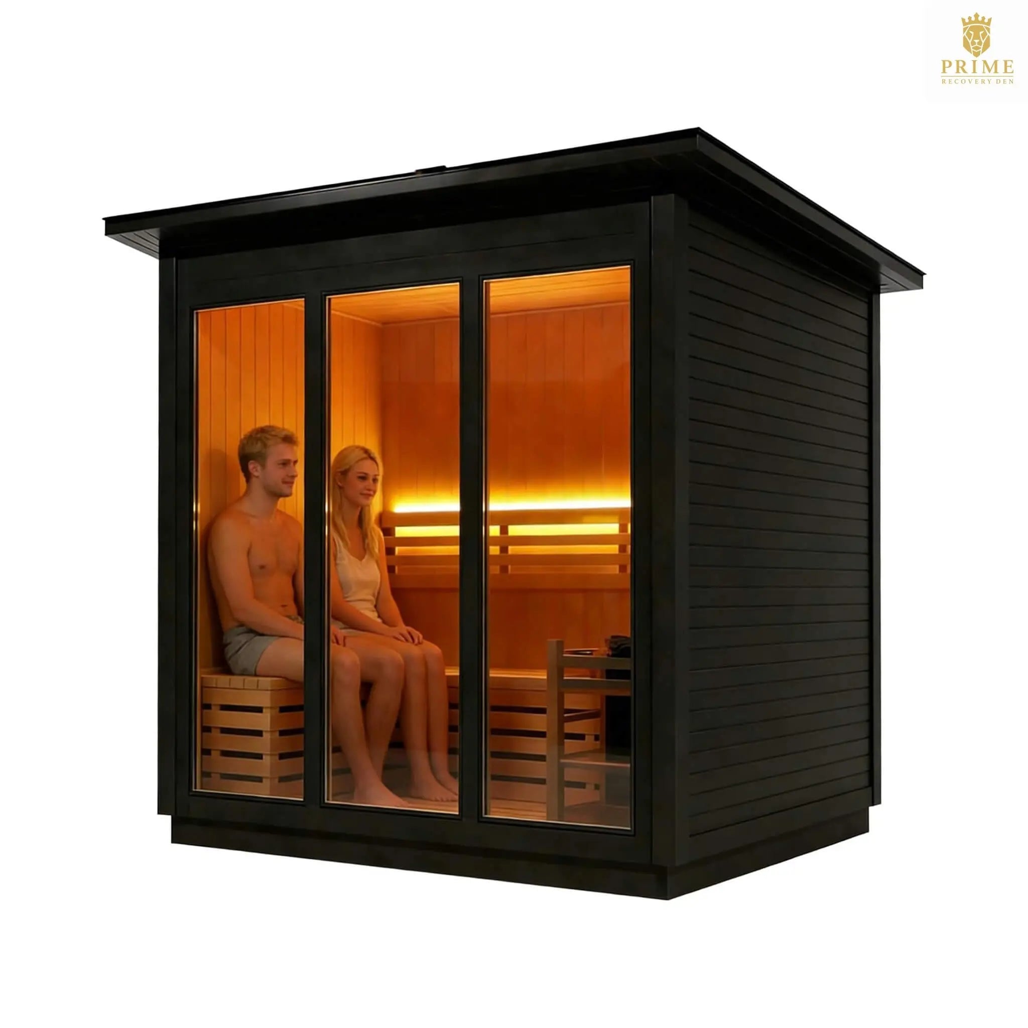 Custom 4-Person Luxury Canadian Red Cedar Outdoor Steam Sauna With Heater And Stones [Made-To-Order] (SAK42068) SAKSBY WHOLESALE