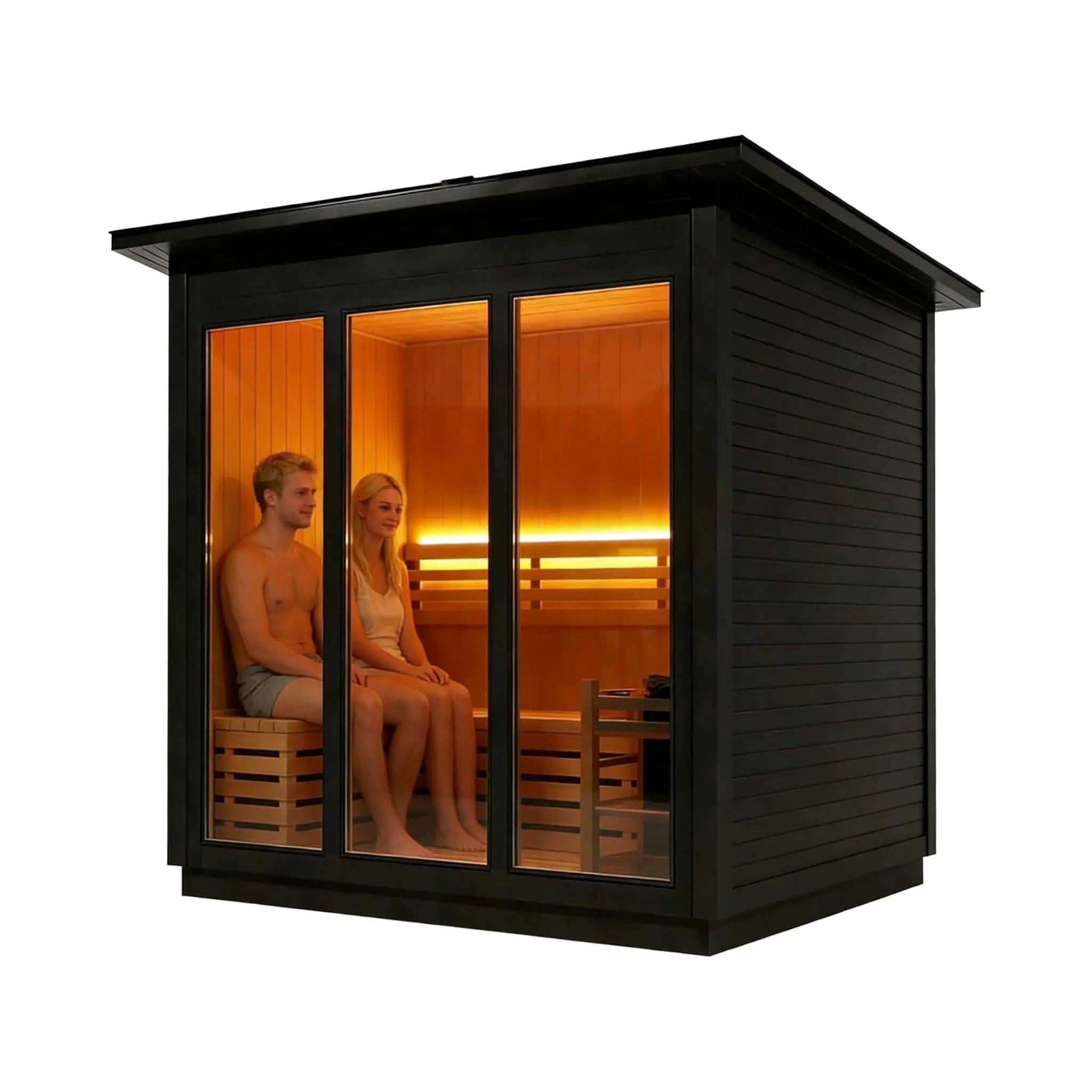 Custom 8-Person Luxury Canadian Red Cedar Outdoor Steam Sauna With Heater And Stones [Made-To-Order] (SAK13492) SAKSBY WHOLESALE