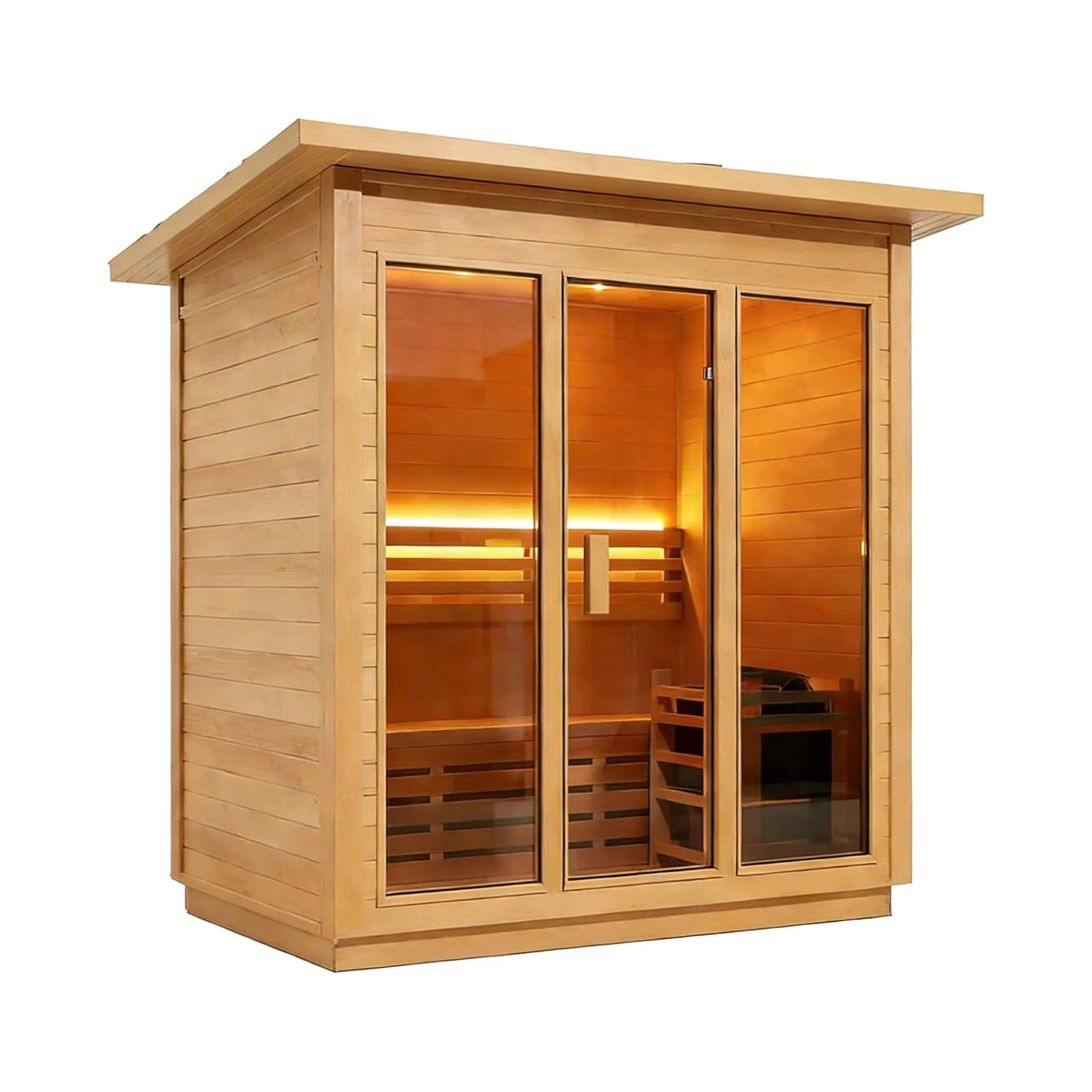 Custom 6-Person Luxury Canadian Hemlock Outdoor Steam Sauna With Heater And Stones [Made-To-Order] (SAK63821) SAKSBY WHOLESALE