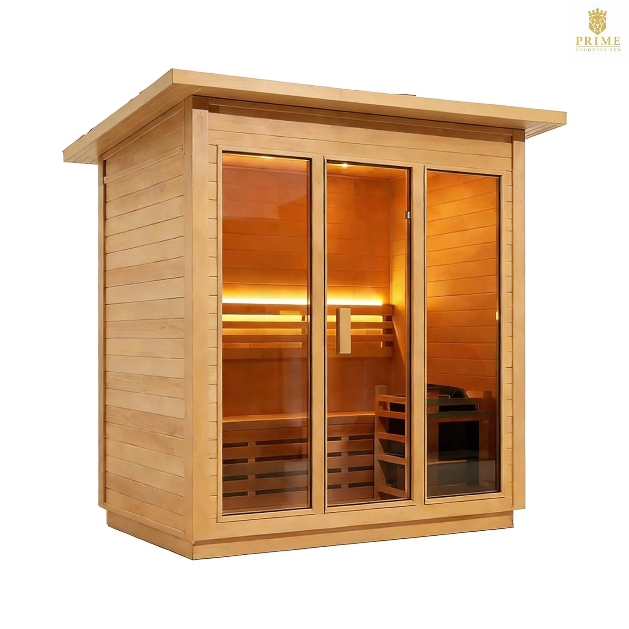 Custom 4-Person Luxury Canadian Hemlock Outdoor Steam Sauna With Heater And Stones [Made-To-Order] (SAK79406) SAKSBY WHOLESALE