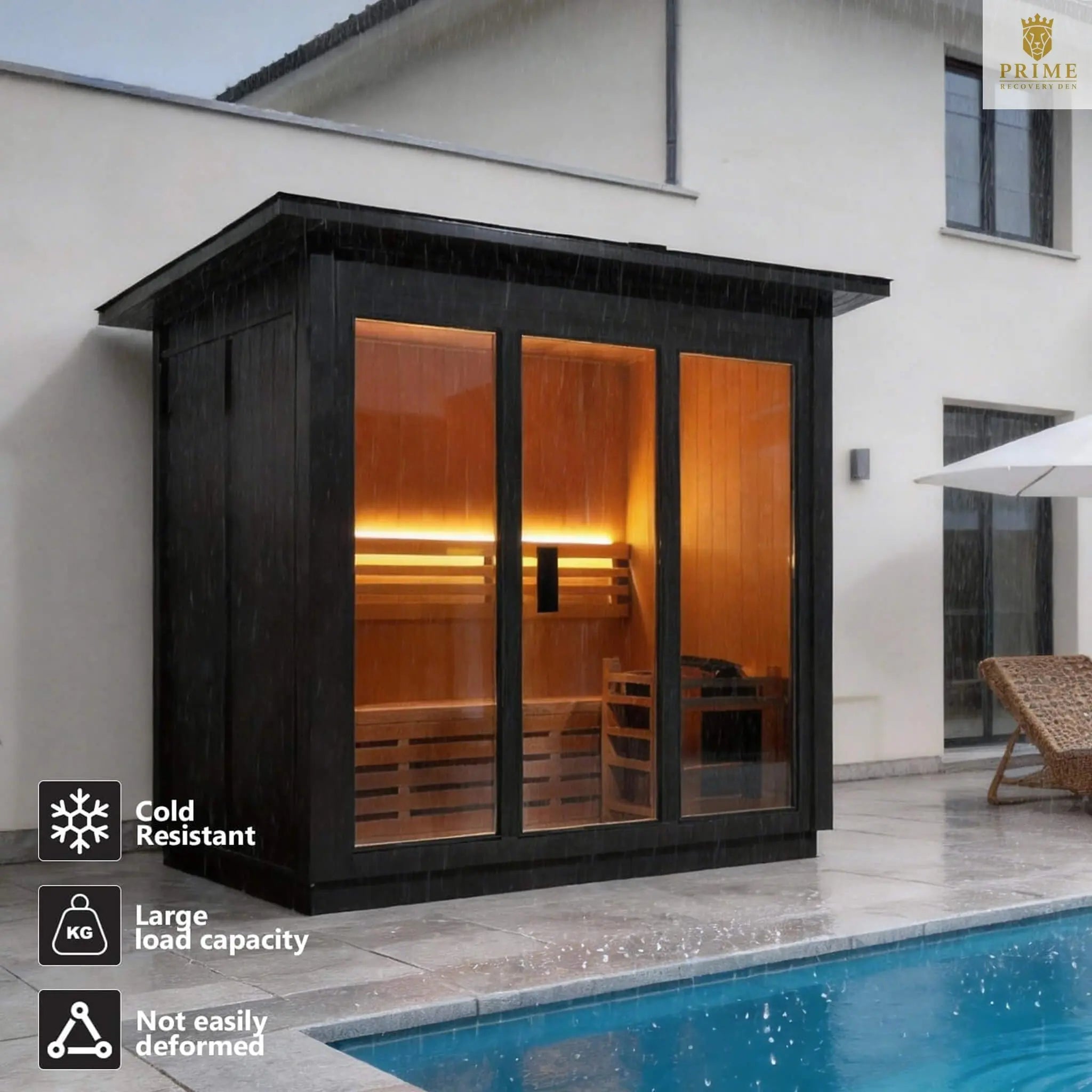 Custom 4-Person Luxury Canadian Hemlock Outdoor Steam Sauna With Heater And Stones [Made-To-Order] (SAK79406) SAKSBY WHOLESALE
