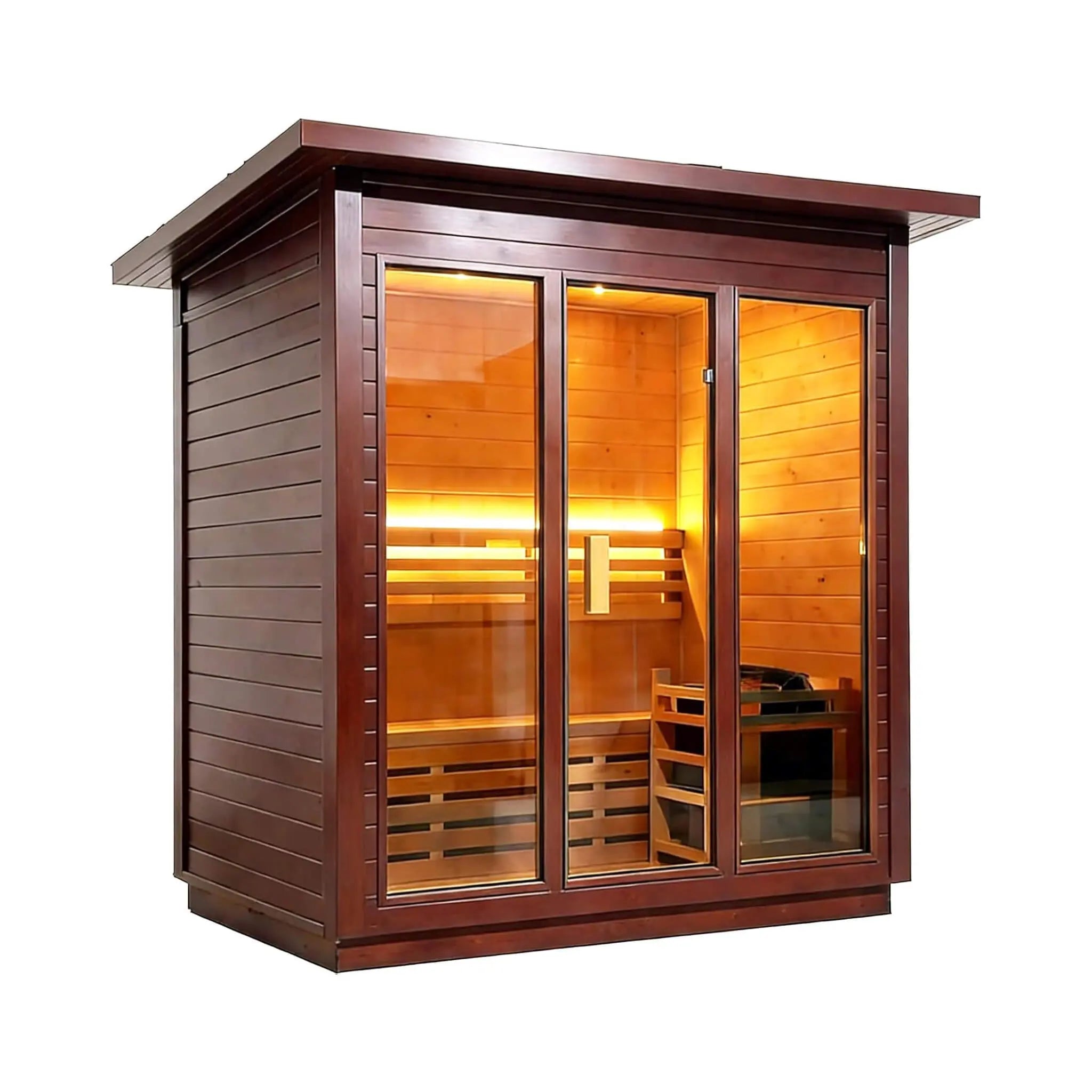 Custom 6-Person Luxury Canadian Red Cedar Outdoor Steam Sauna With Heater And Stones [Made-To-Order] (SAK78615) SAKSBY WHOLESALE