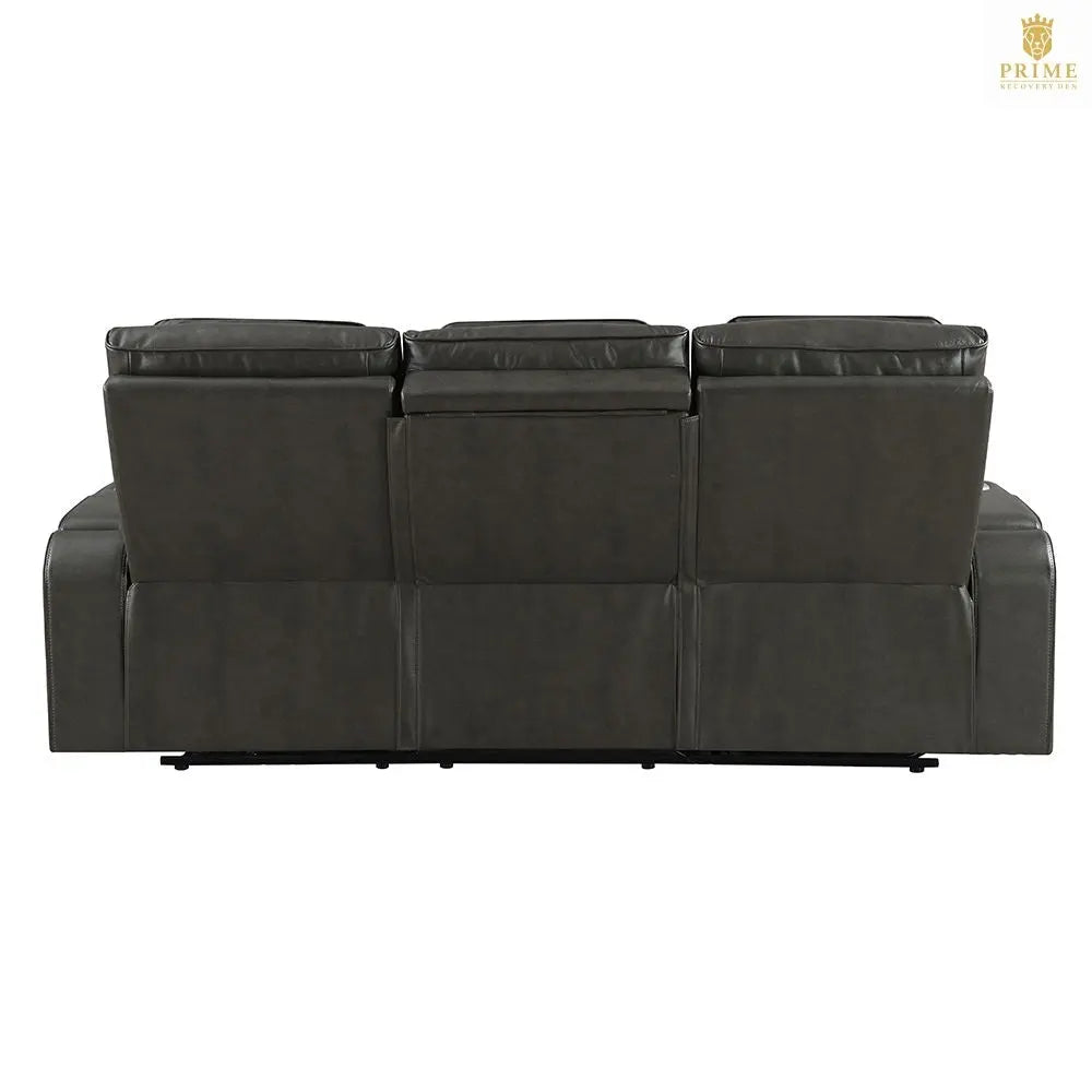 Taddeo - Power Motion Sofa With Power Headrest, USB, Wireless Charger, LED & Reading Light - Dark Gray