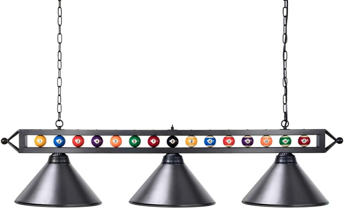59 Inch Pool Table Light for Game Room with Billiard Ball Decor