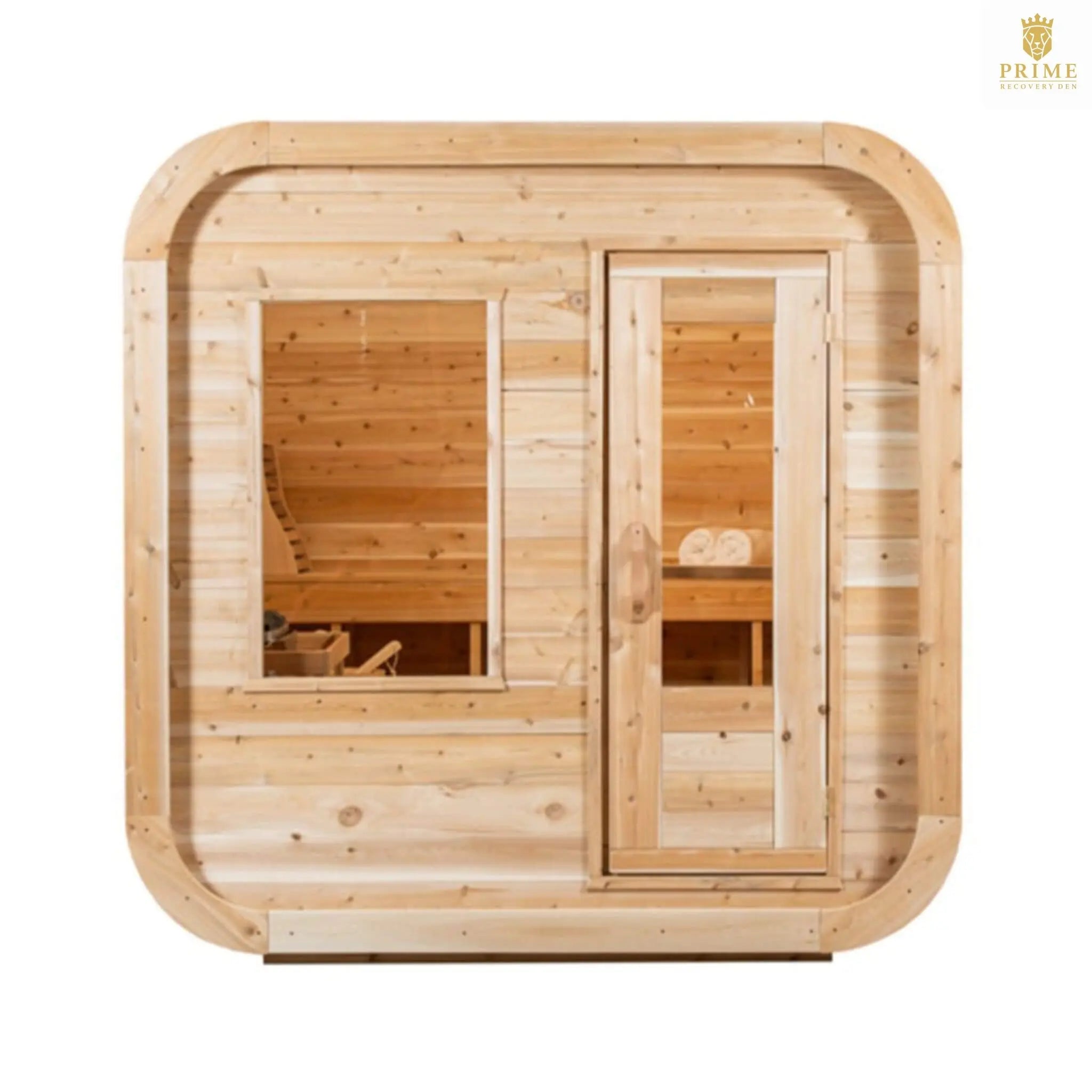 Dundalk Leisurecraft 4-Person Canadian Timber Luna Cube Sauna With Sloped Roof And Front Window [CTC22LU] (SAK96475) SAKSBY WHOLESALE